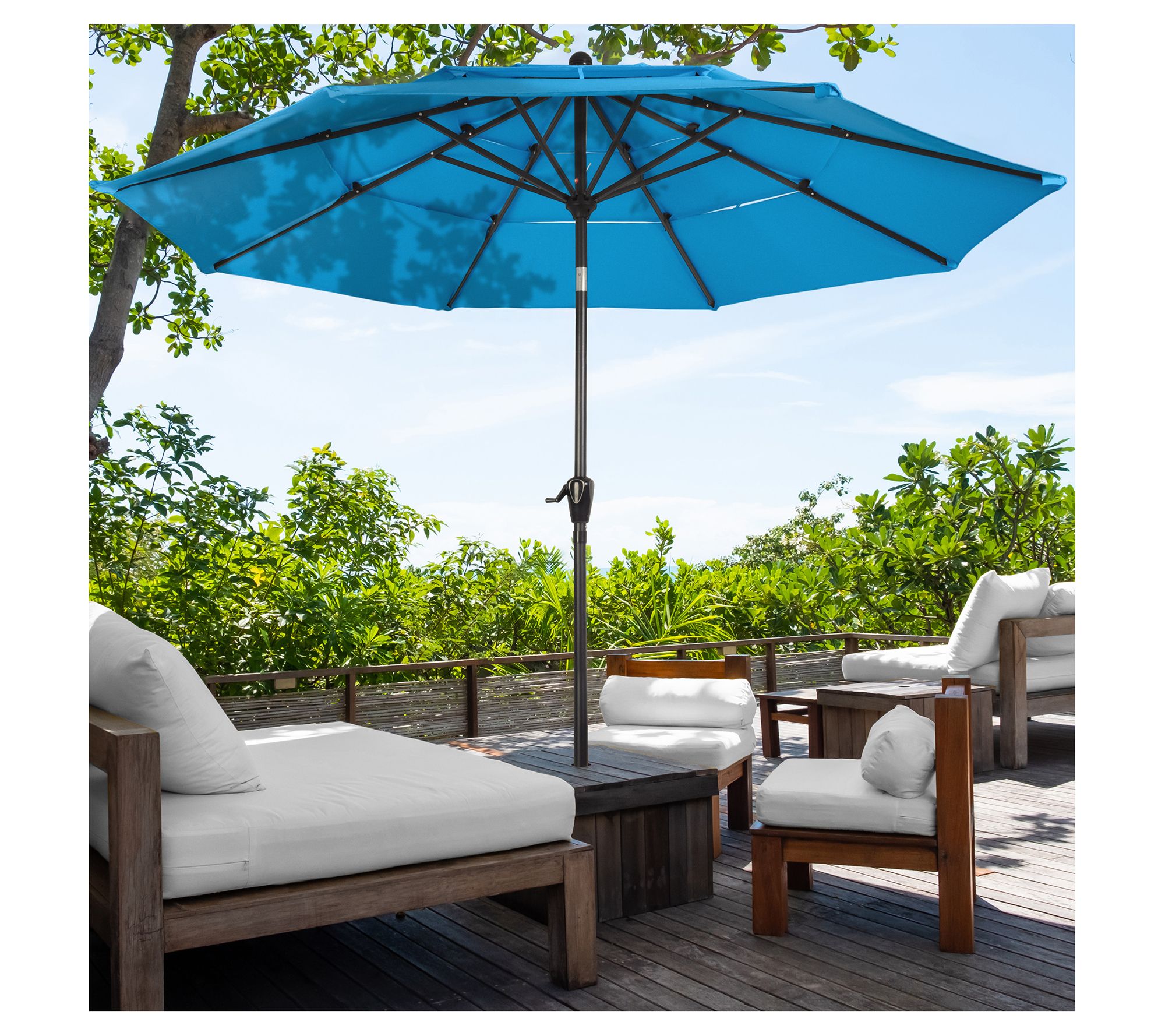 Pure Garden 10FT Patio Umbrella 3-Tiered Sunsha de Button Tilt