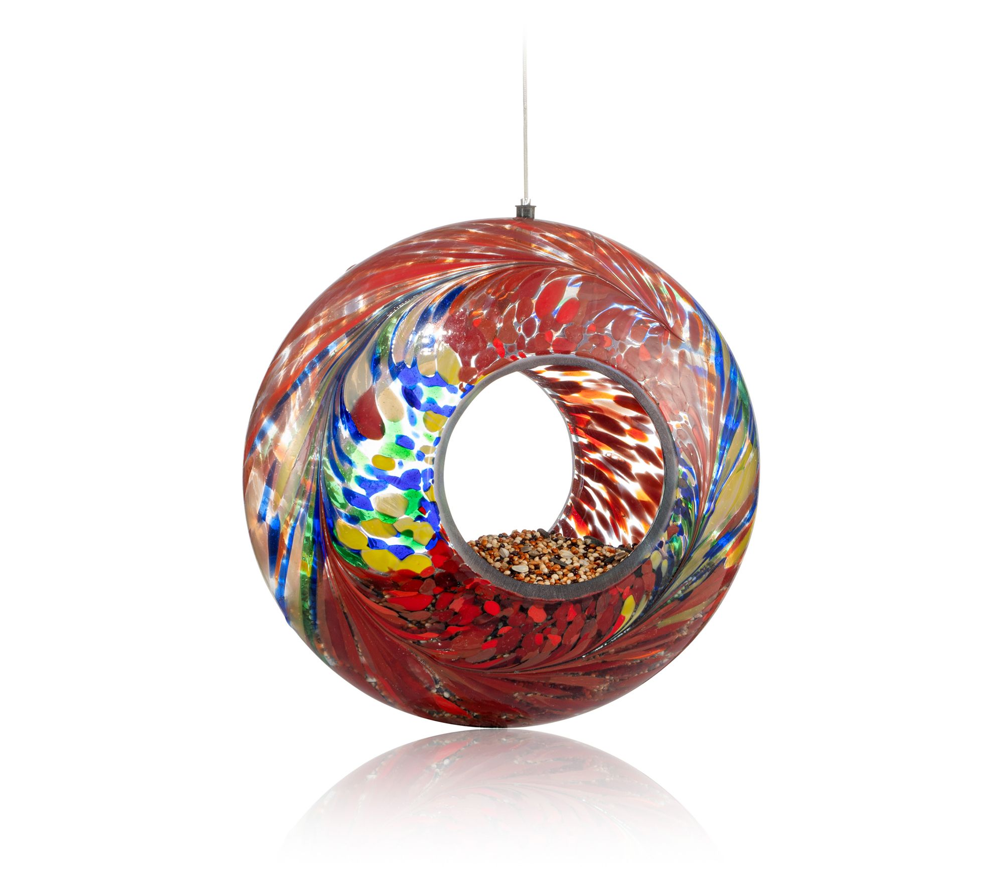Backyard Expressions Hanging Glass Bird FeederRed