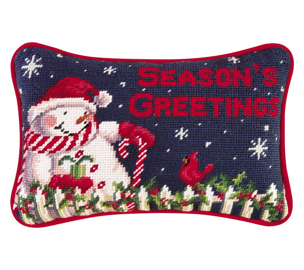 Season's Greeting Needlepoint Christmas Pillowby Valerie