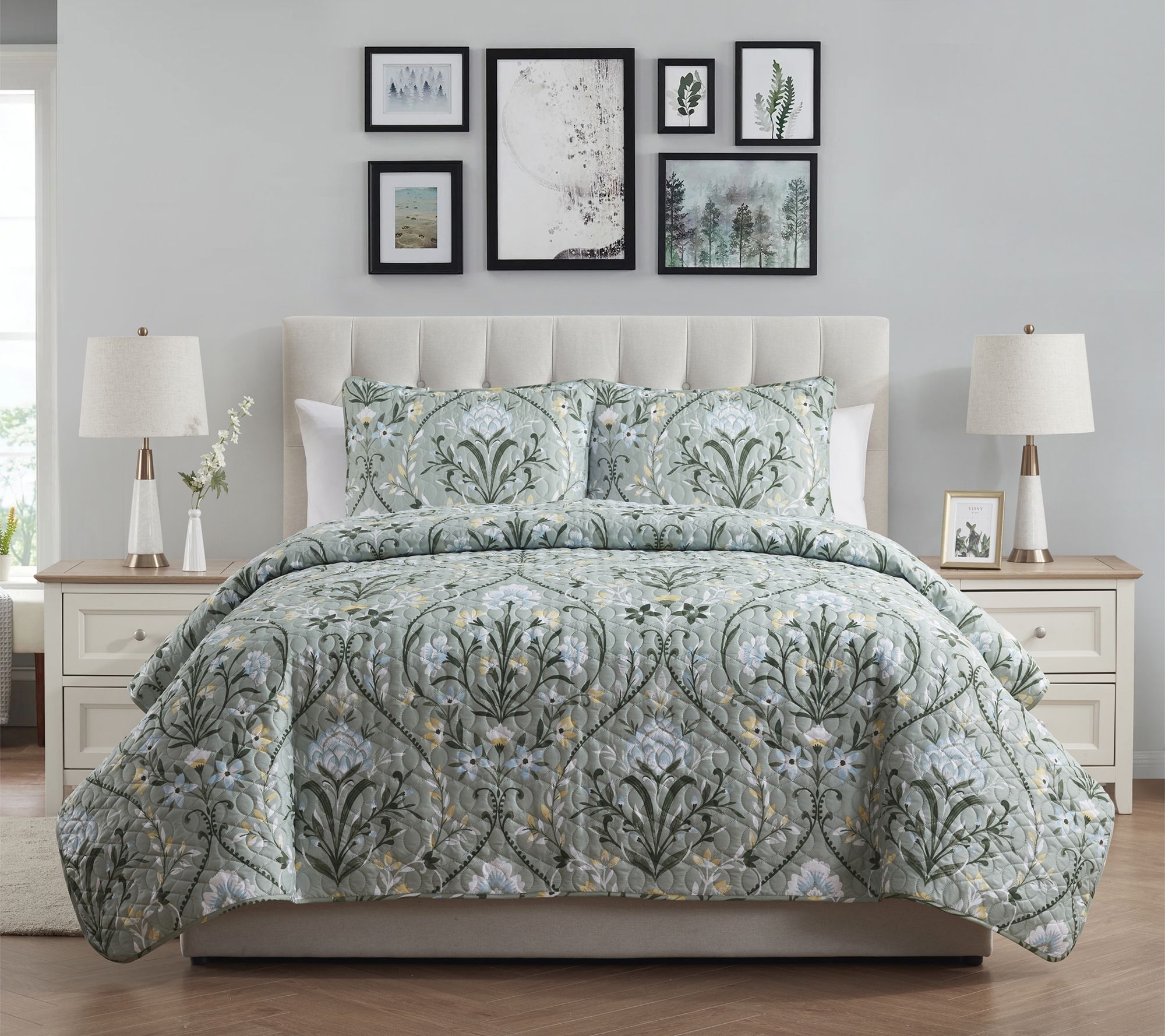 VCNY Home Province 3pc Floral Damask Quilt Set, King