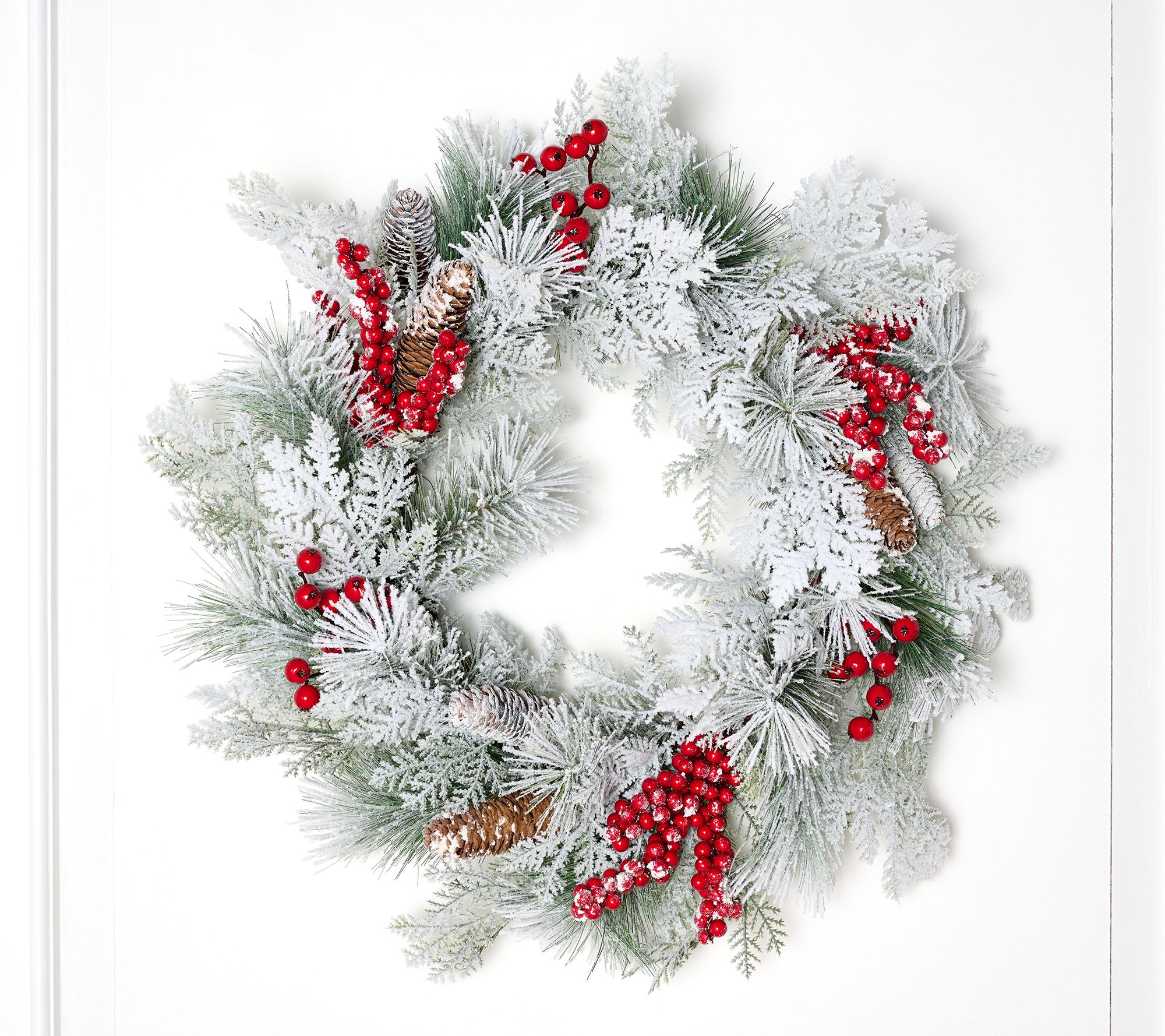24" Snow Berry and Pine Wreath by Valerie