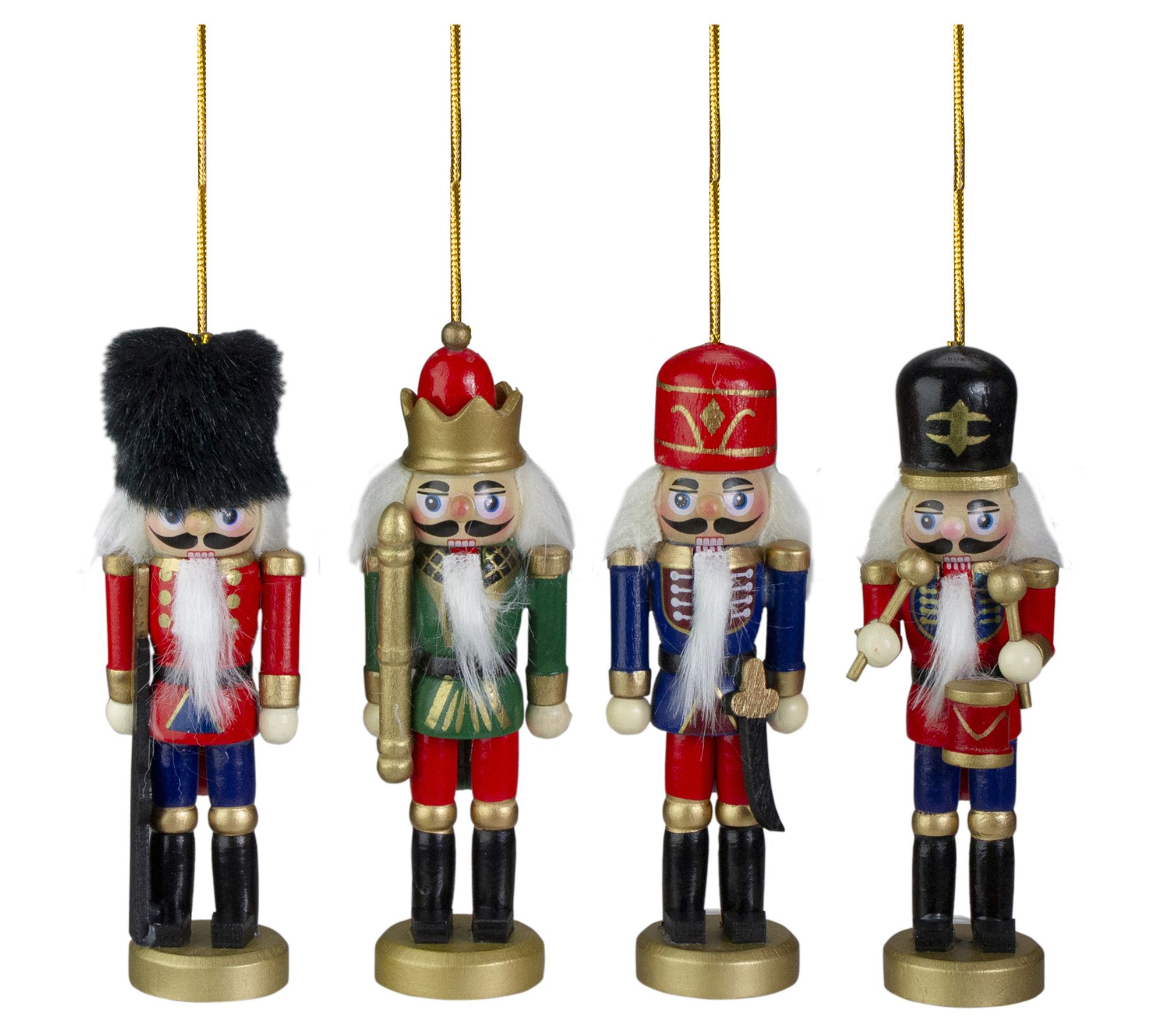 Northlight Set of 4 Assorted Classic Nutcracker Ornaments 5"