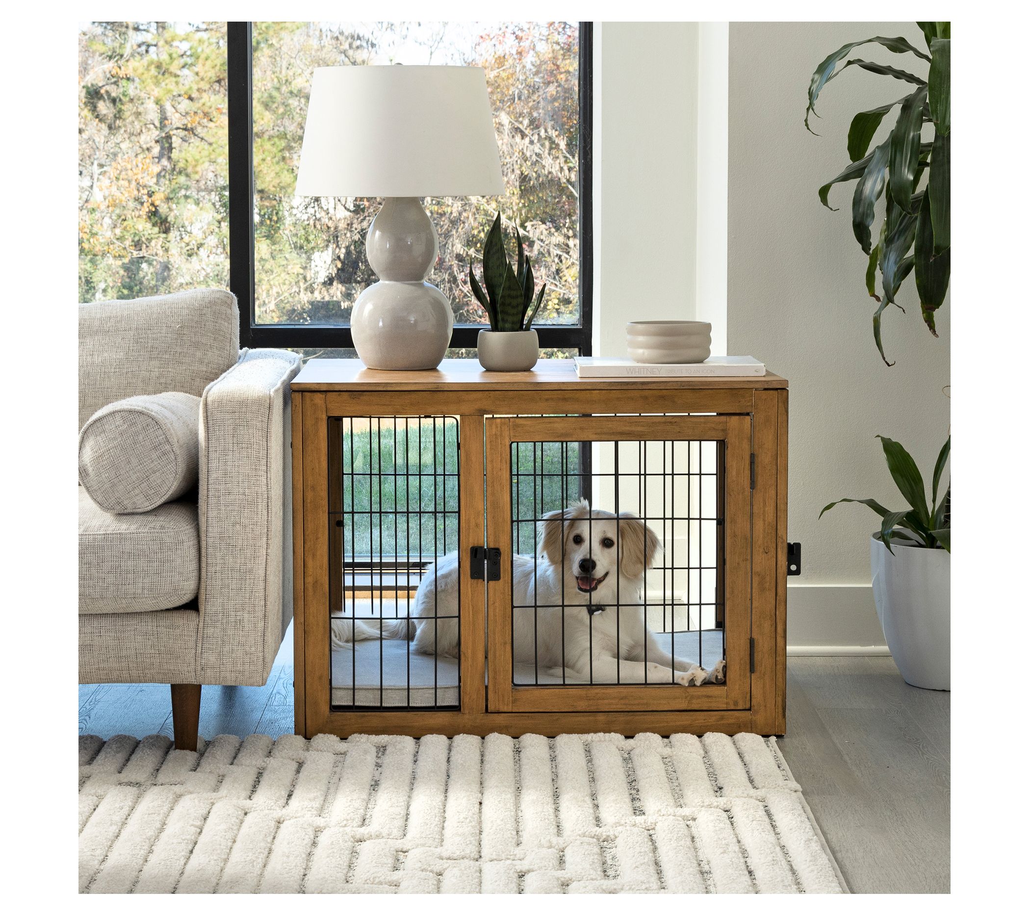 Petmaker Furniture-Style Acacia Wood Dog Crate