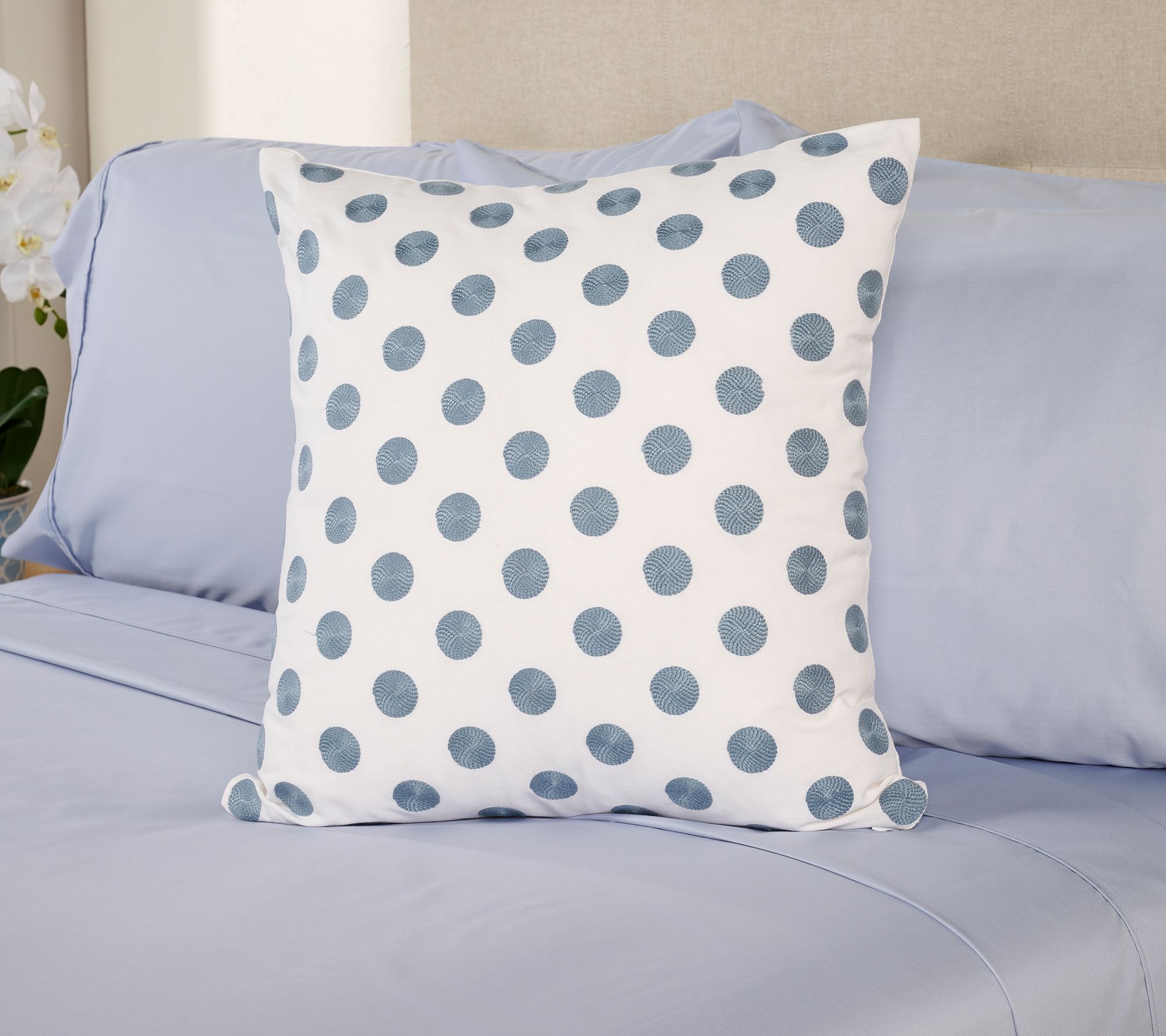 Home Reflection Cotton Pique Embroidered 20"x20" Dec Pillow