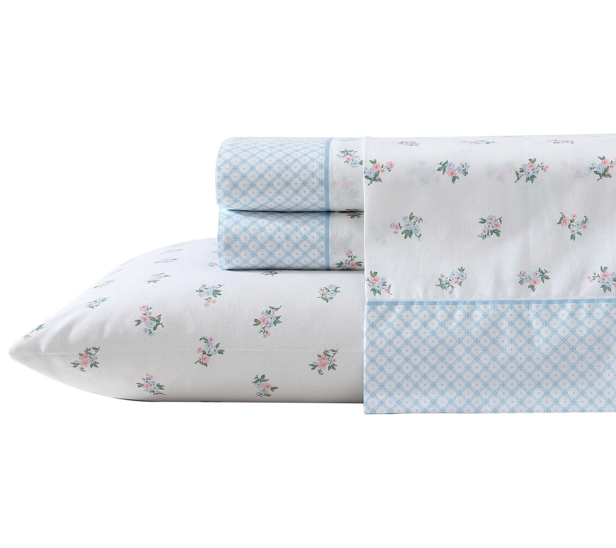 Laura Ashley Harperette Pink-Blue Full Sheet Set