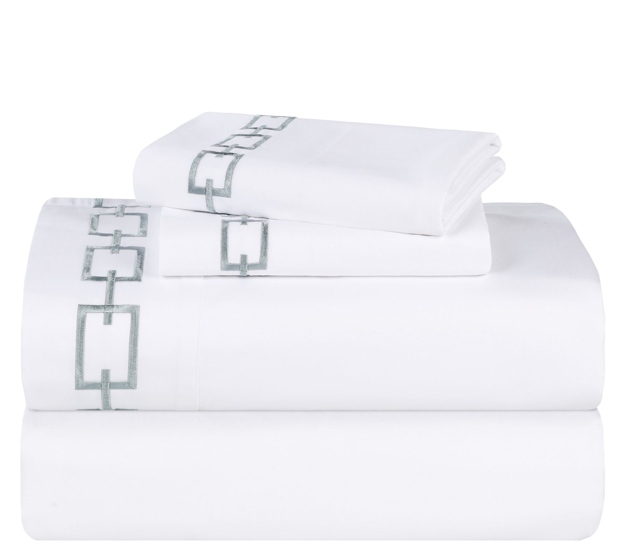 Superior Chain Links Cotton Embroidered Bed Sheet Set-Cal/KG