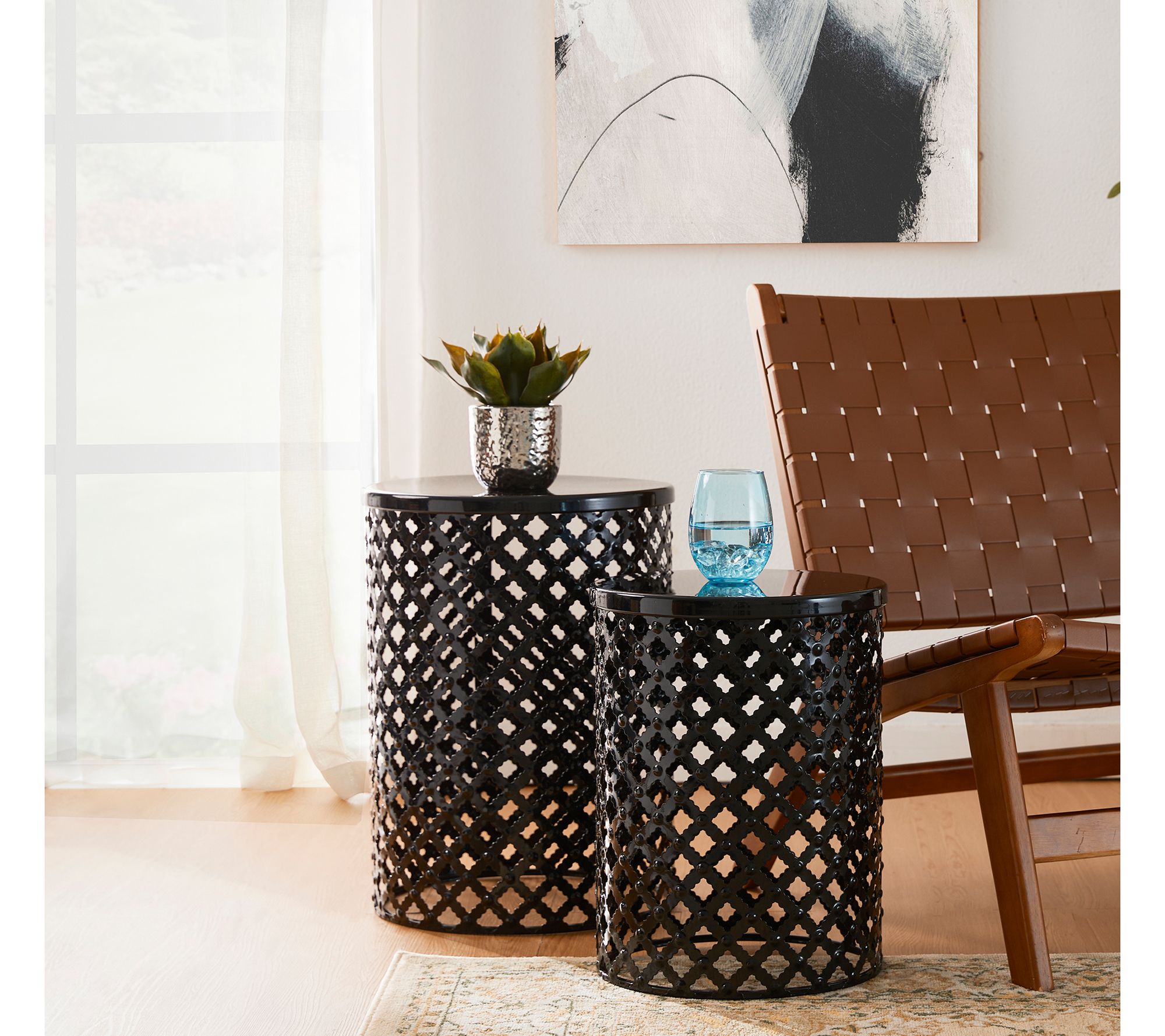 Glitzhome Multi-functional Metal Garden Stools/ Tables S/2