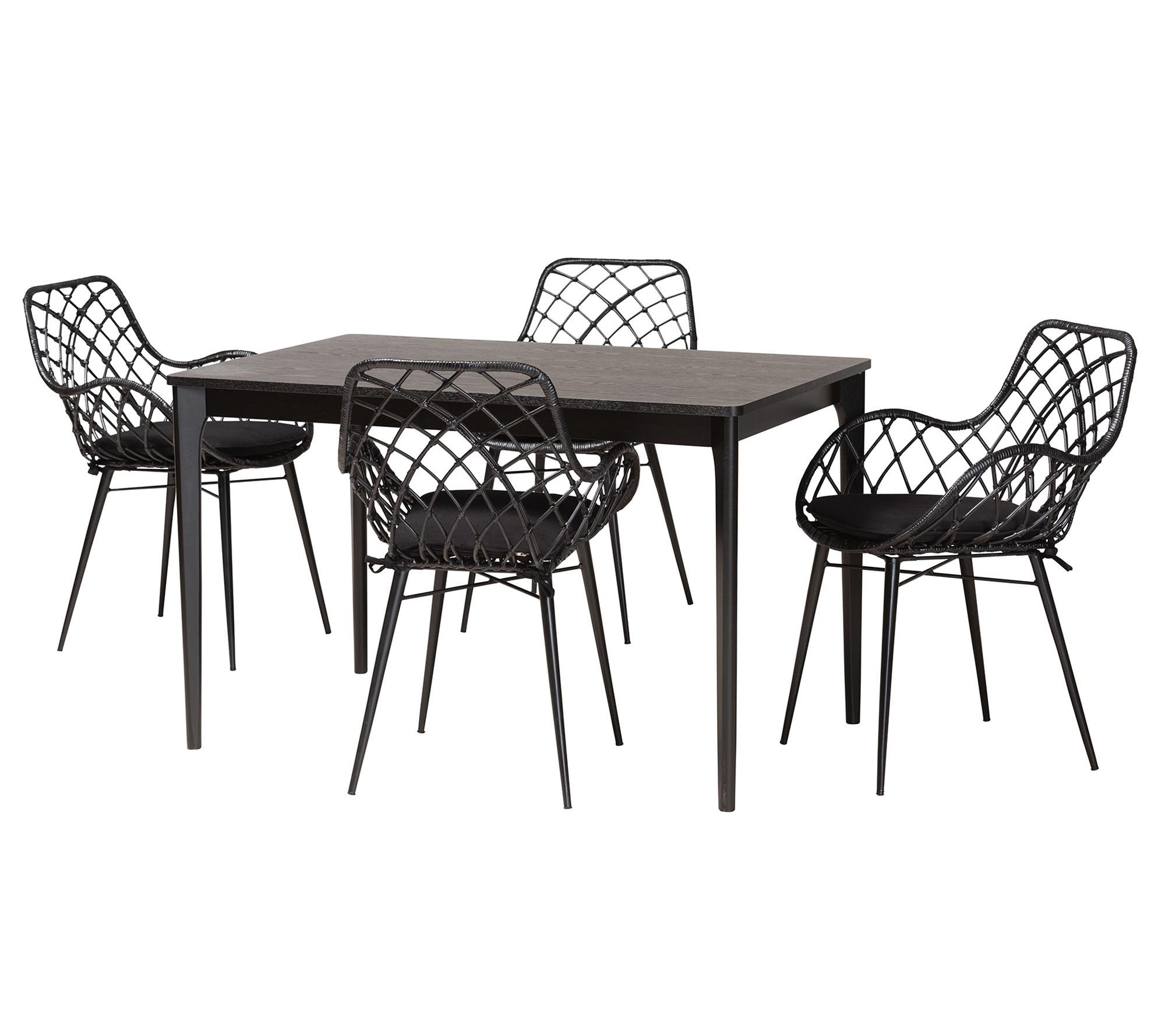 bali & pari Ballerina Black Wood 5-Piece DiningSet