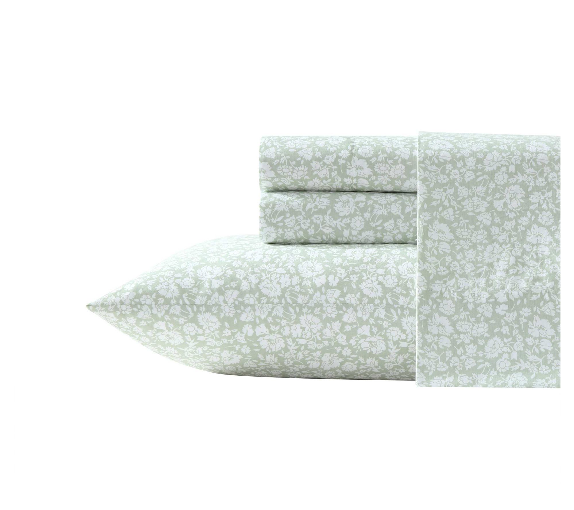 Laura Ashley Heirloom Ditzy Moss Green Queen Sheet Set