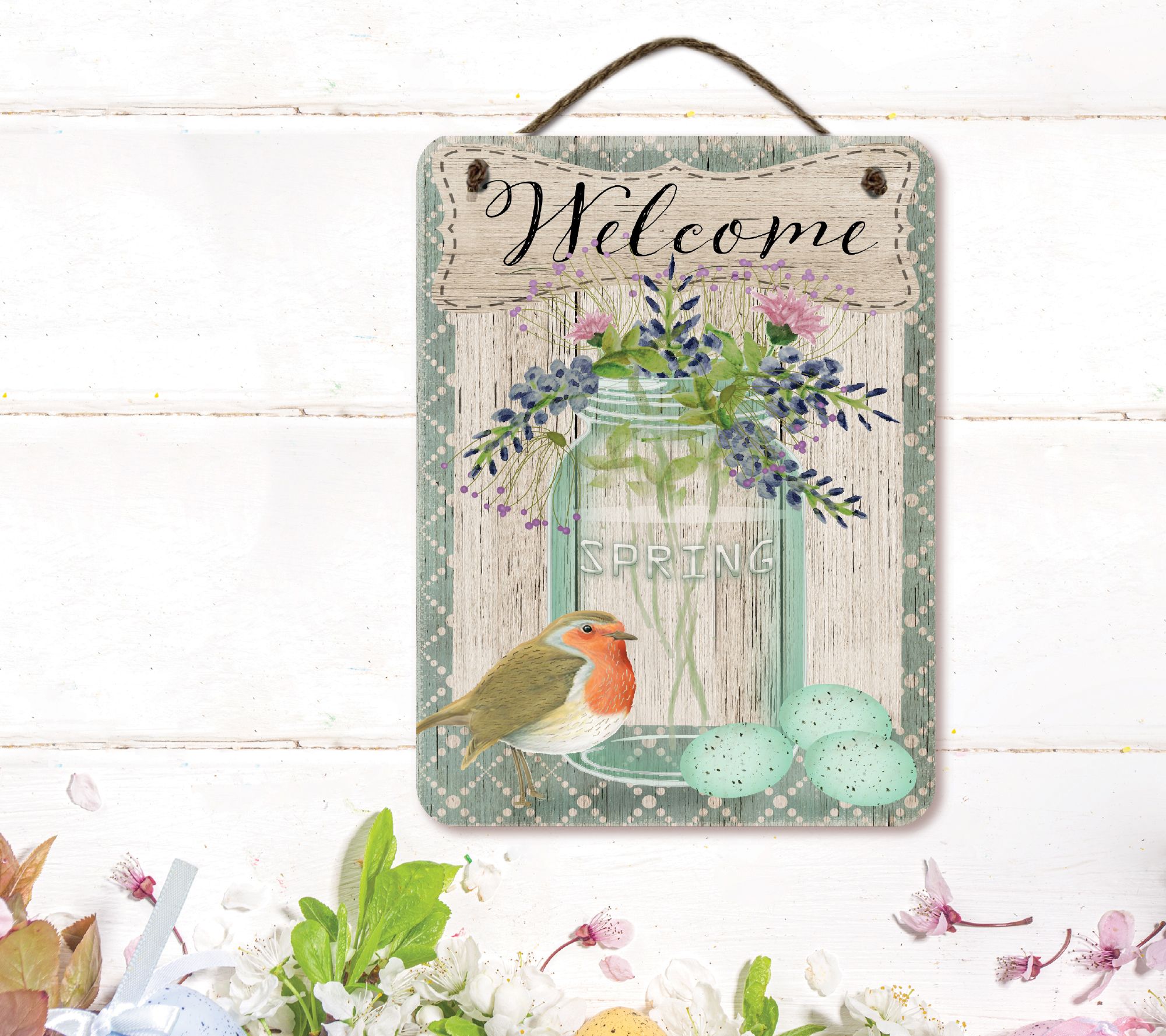 Courtside Market Spring Mason Bird 12x16 Artboard with Twine