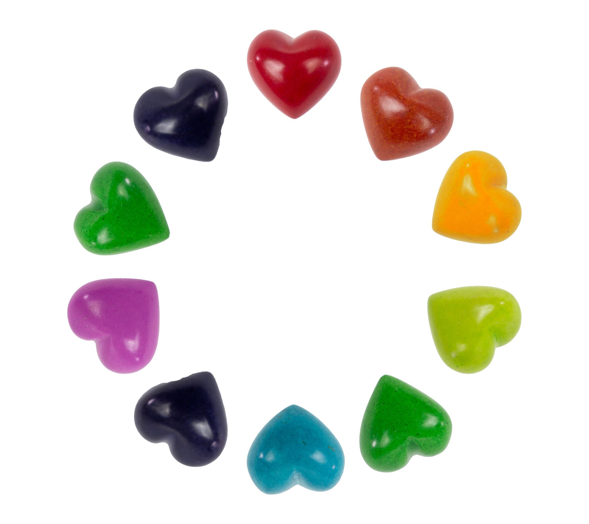 Global Crafts 10pc Carved Soapstone Hearts Mult i-Color Set