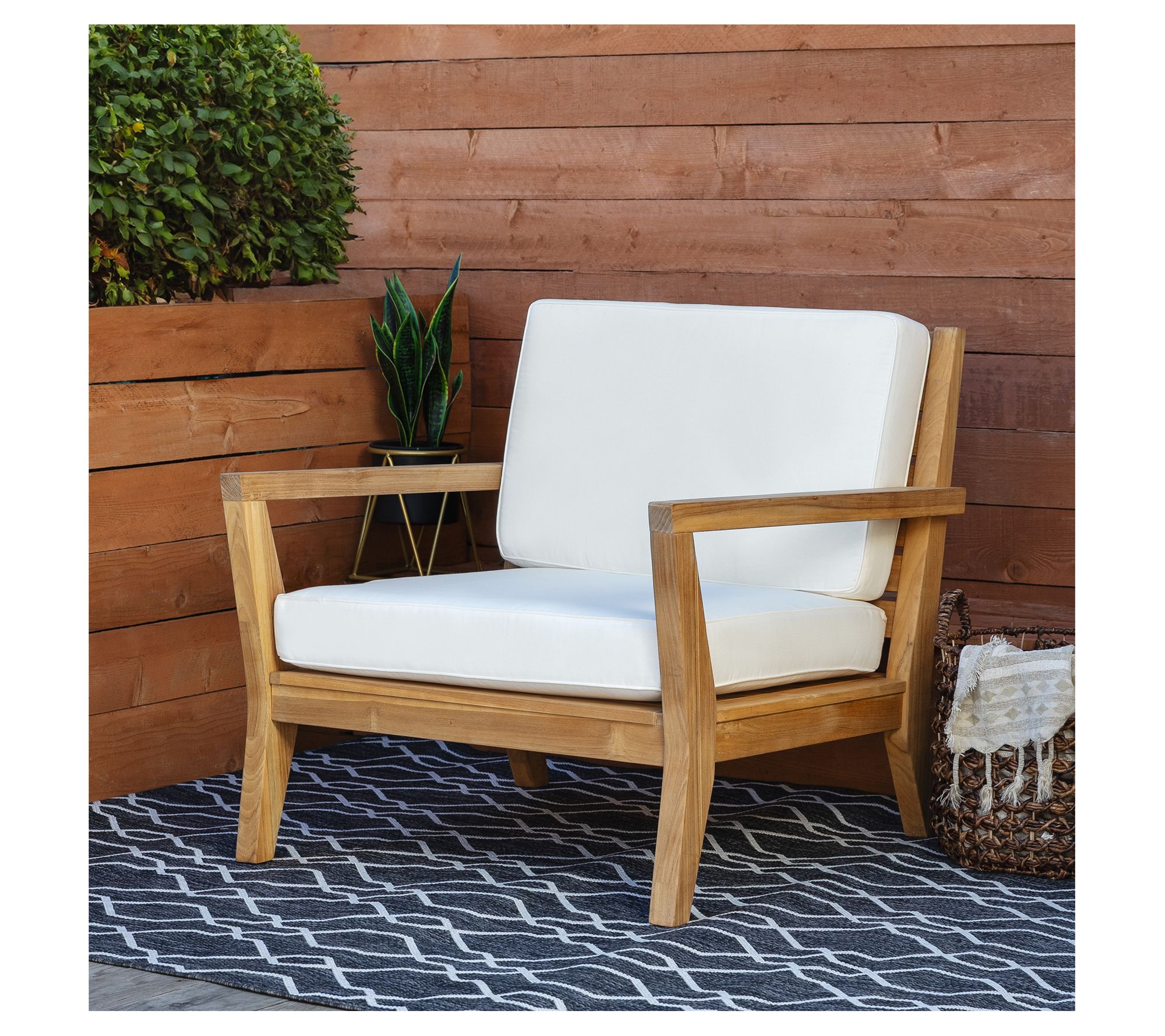 Linon Home Teak Cannon Arm Chair With Cushions