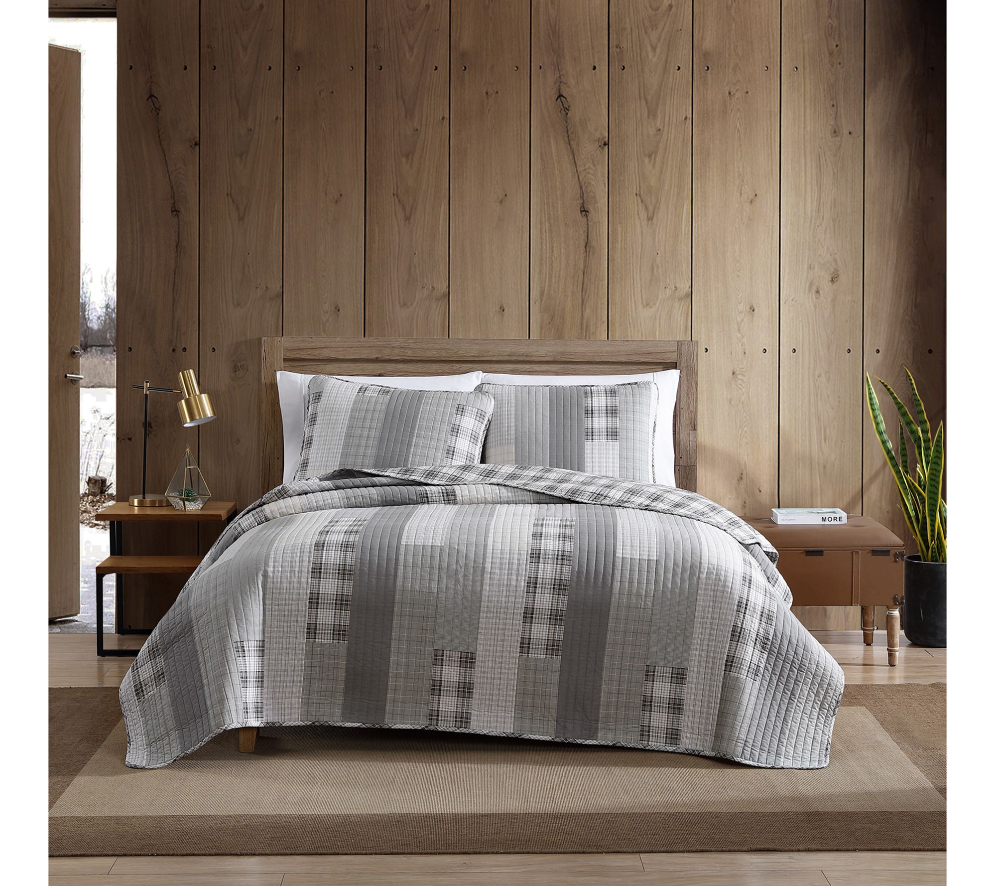 Eddie Bauer Fairview Grey Full/Queen Quilt ShamSet