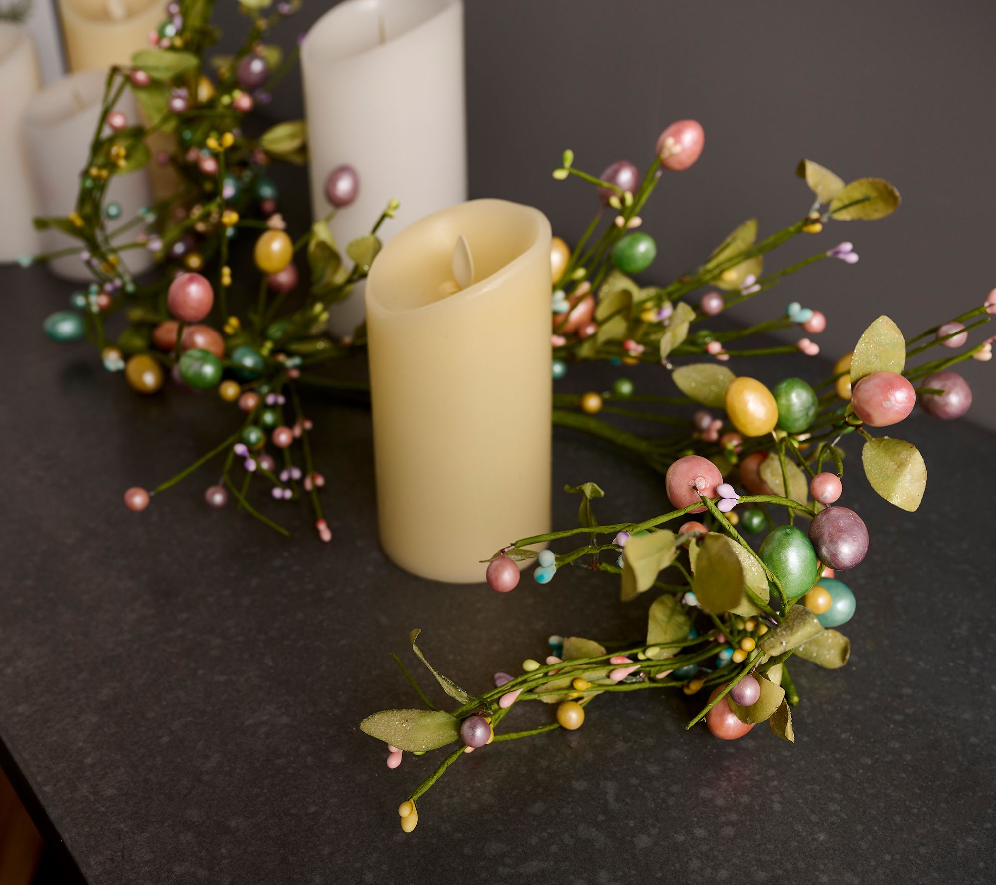 "As Is" 4' Pearlized Egg, Pip Berry and Leaf Garland by Valerie