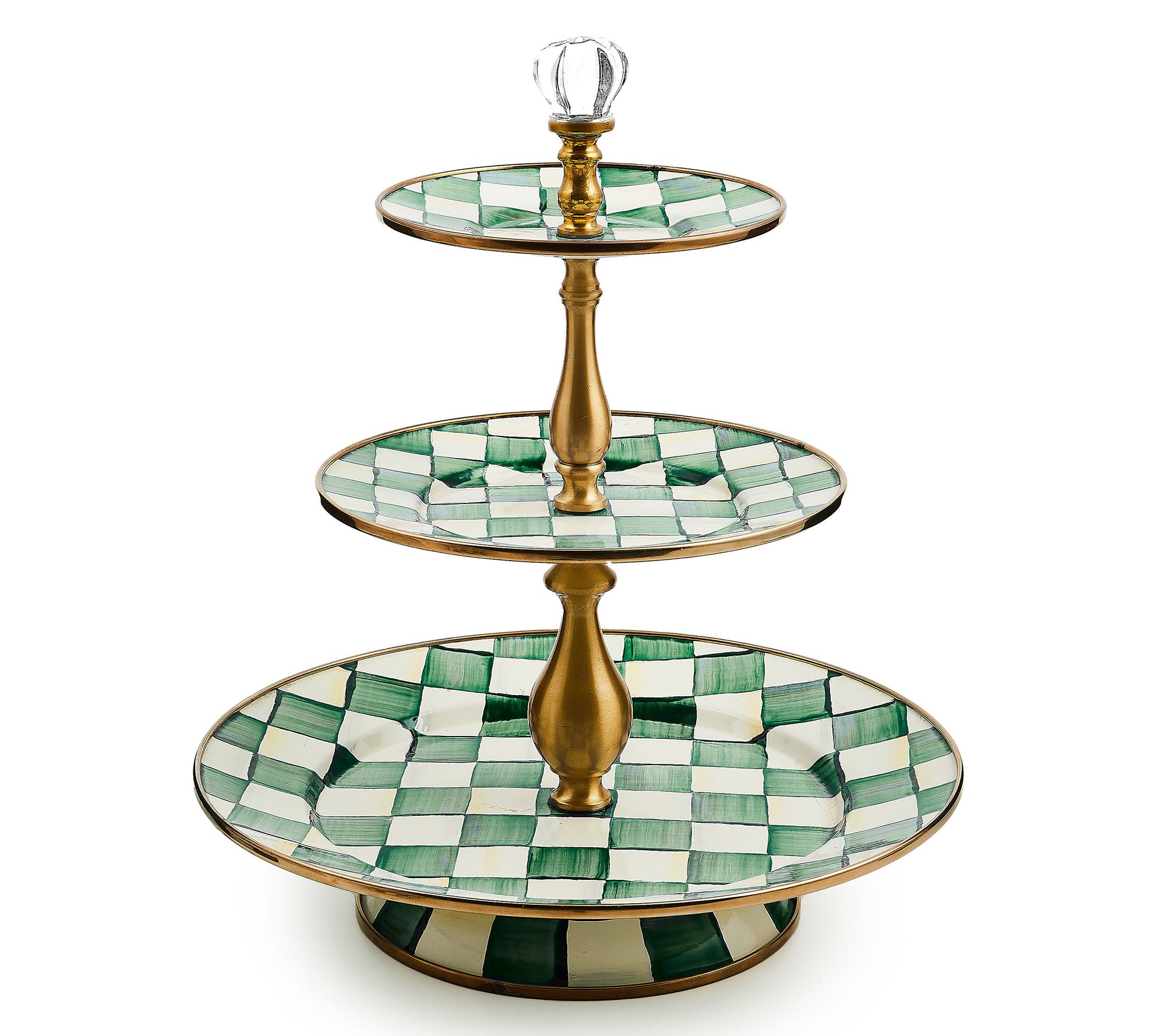 MacKenzie-Childs Emerald Check Three Tier SweetStand
