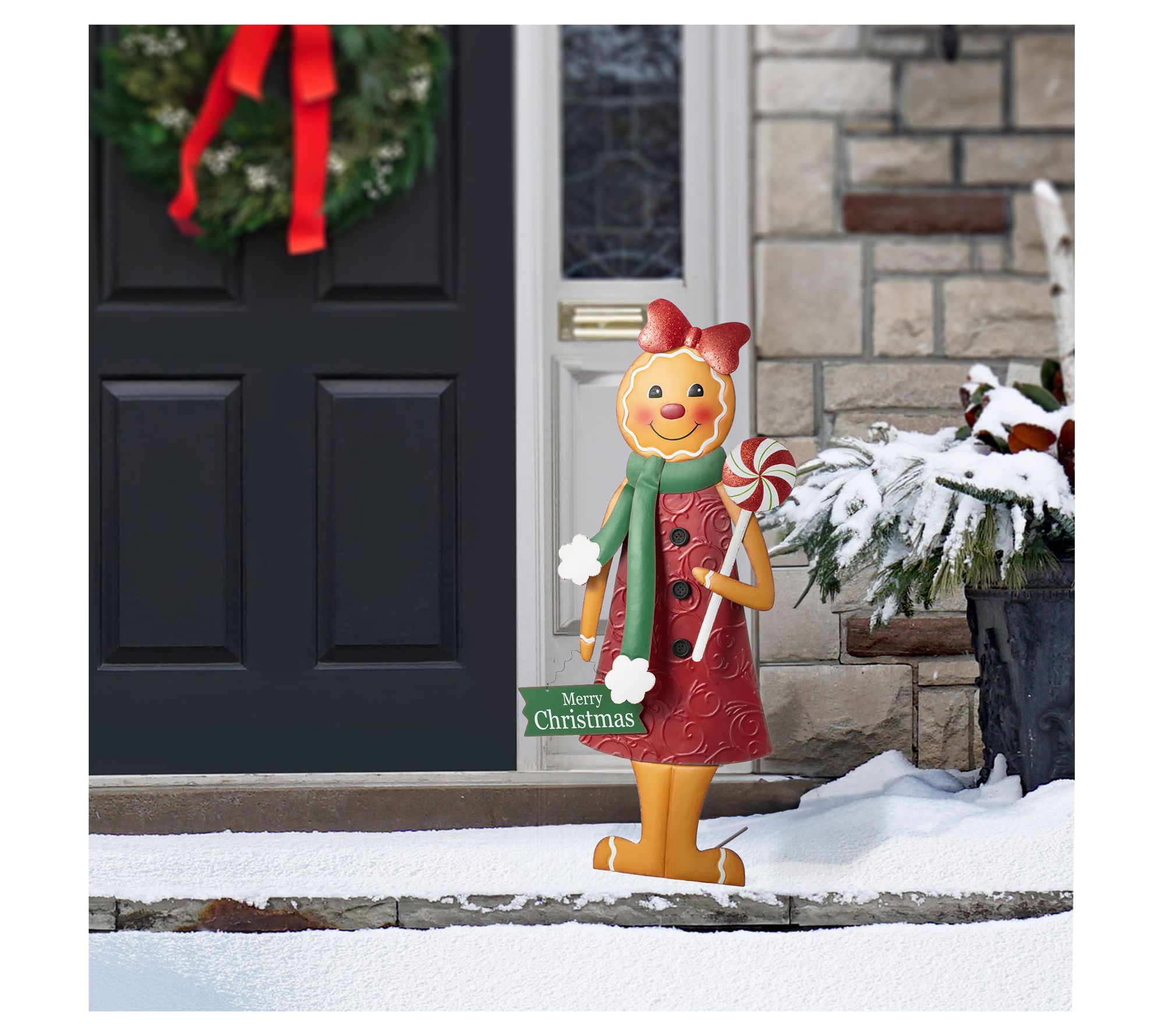 Glitzhome 36"H Metal Christmas Gingerbread ManGarden Stake