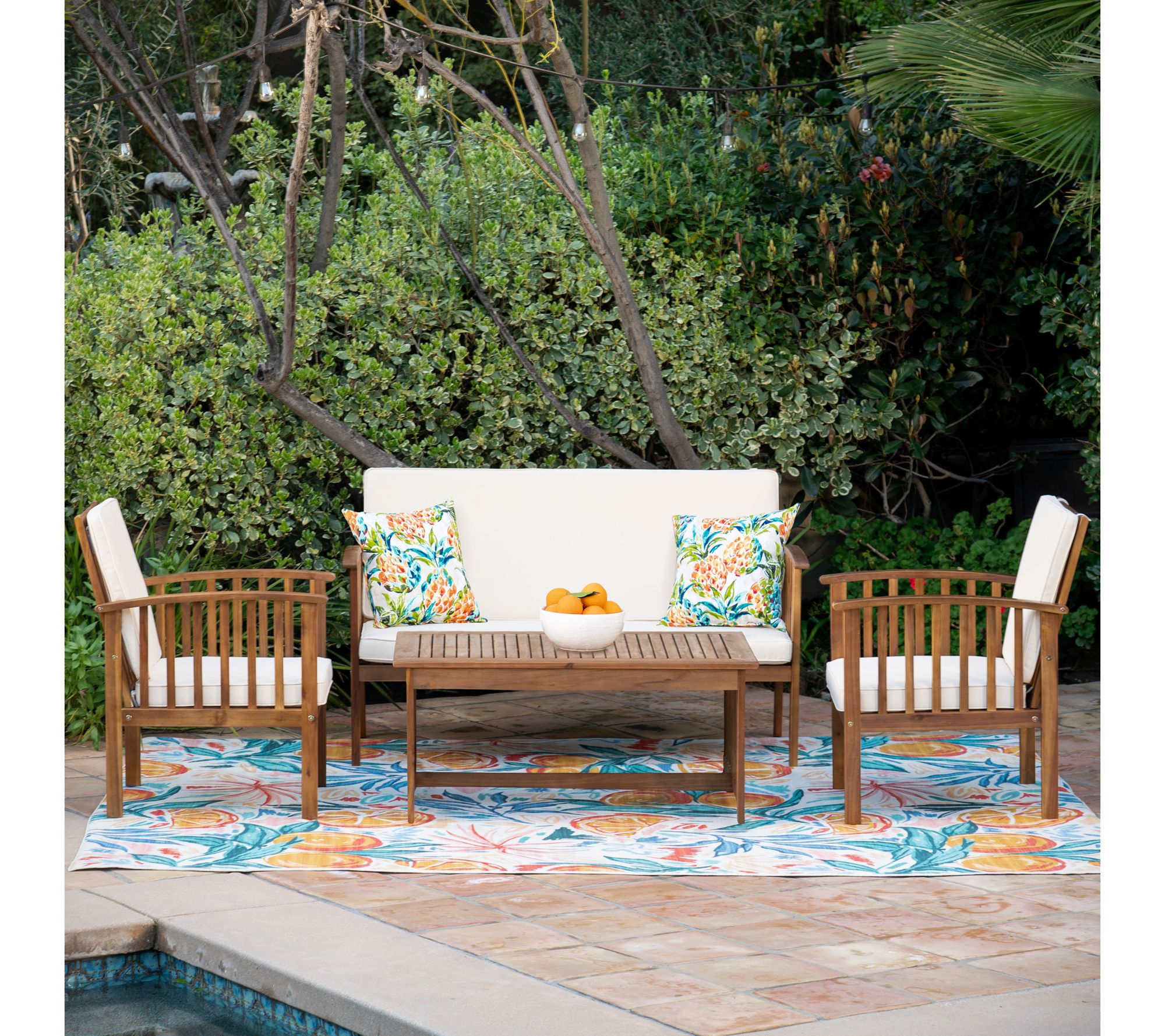 Linon Home Caneel 4-Piece Outdoor Chat Set