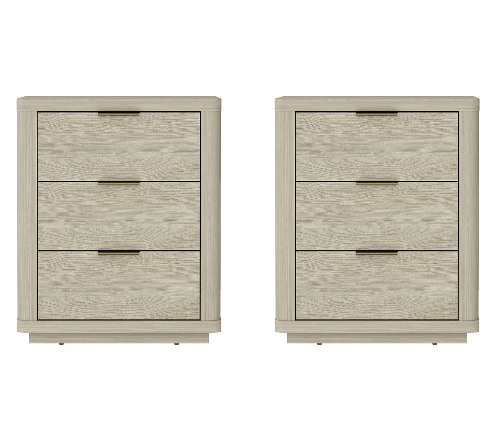 Manhattan Comfort Evelyn Nightstand with 3 Drawers - Set of 2