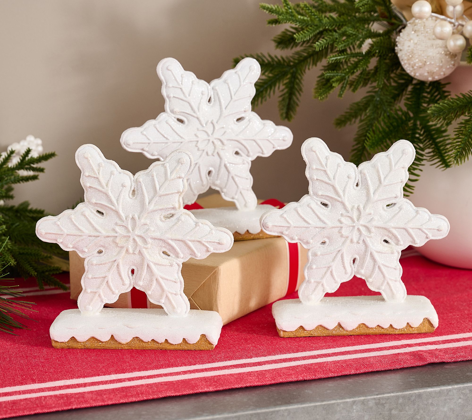 "As Is" Set of 3 Snowflake Cookies on Iced Base by Valerie