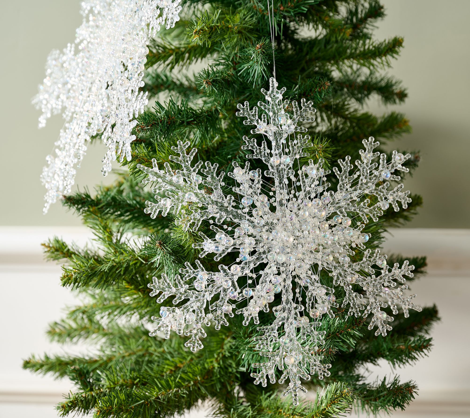 "As Is" Set of 4 Beaded Snowflake Ornaments by Valerie