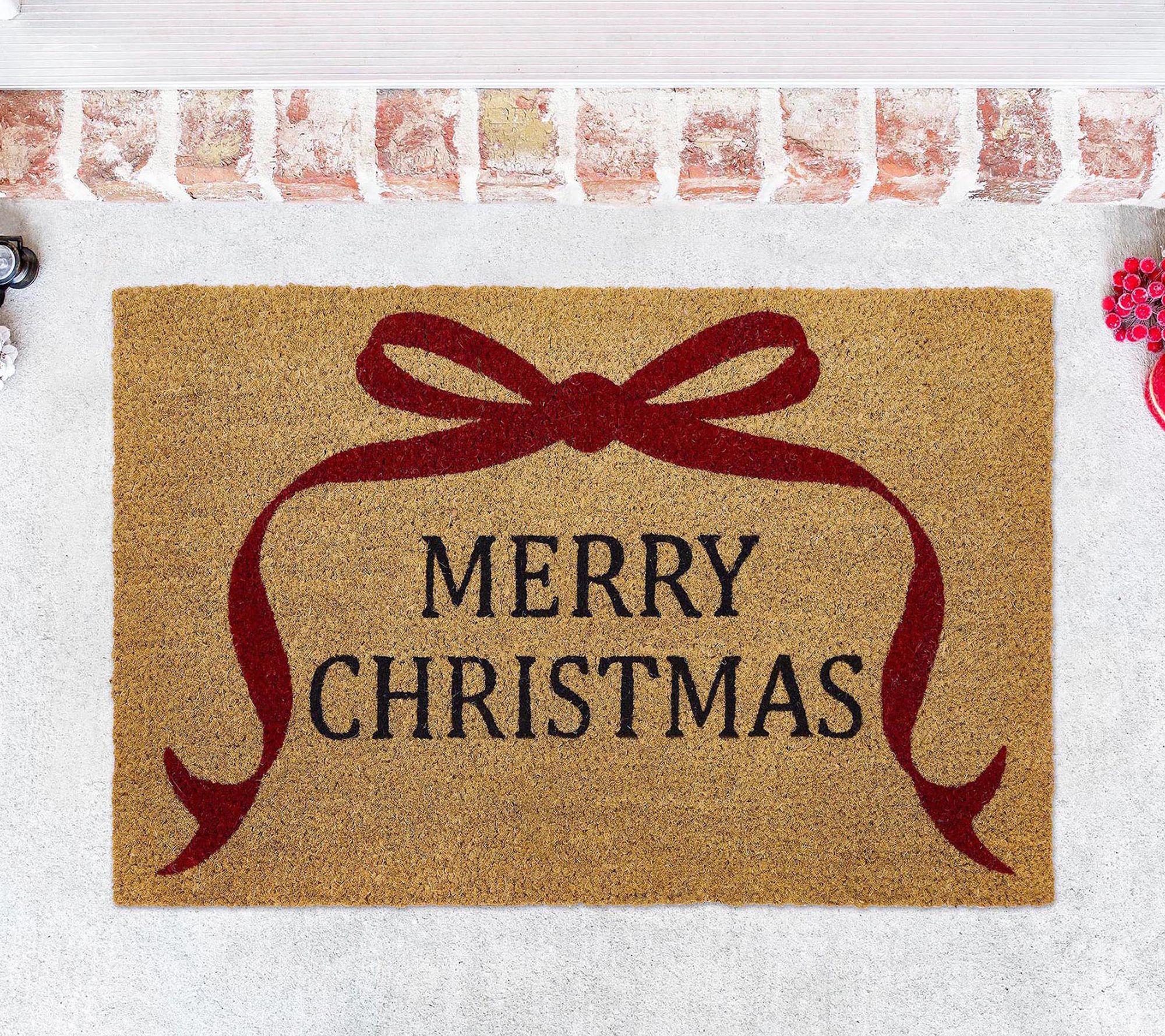 VCNY Home Multi Merry Christmas Bow Outdoor Coi r Doormat