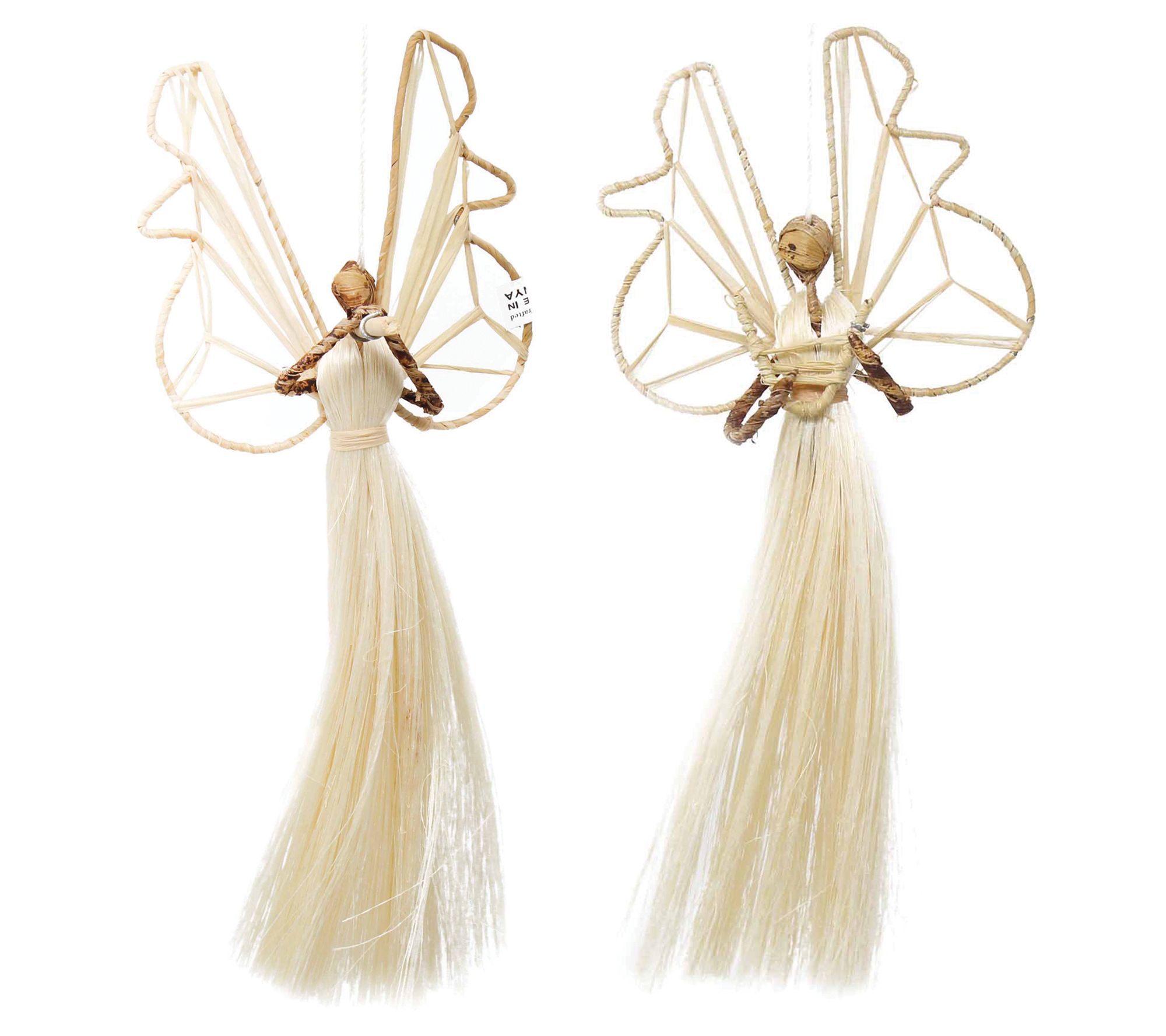 Global Crafts 9-inch Sisal Angel Ornaments Setof 2