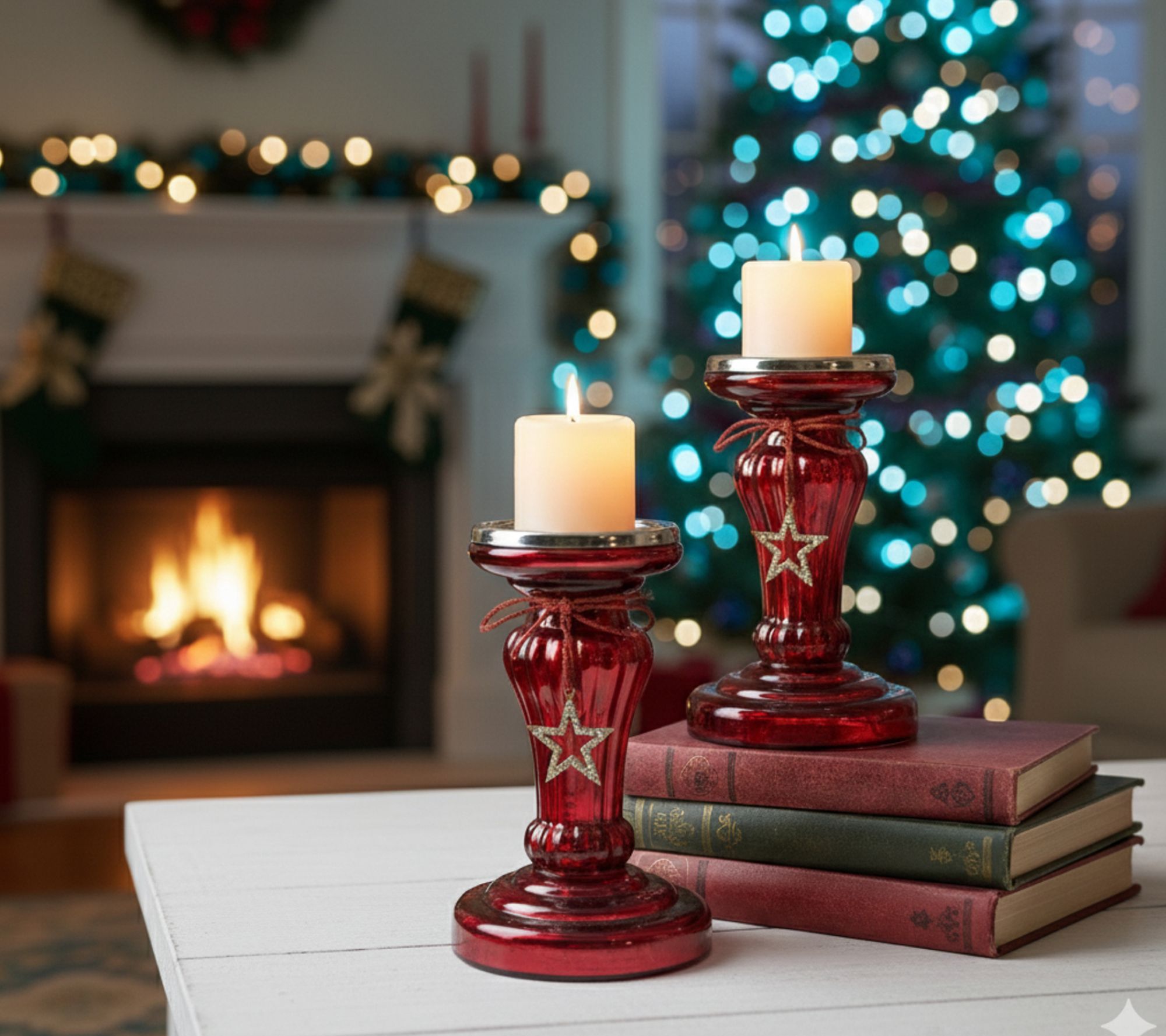 Young's Glass Pillar Candle Holders, Set of 2