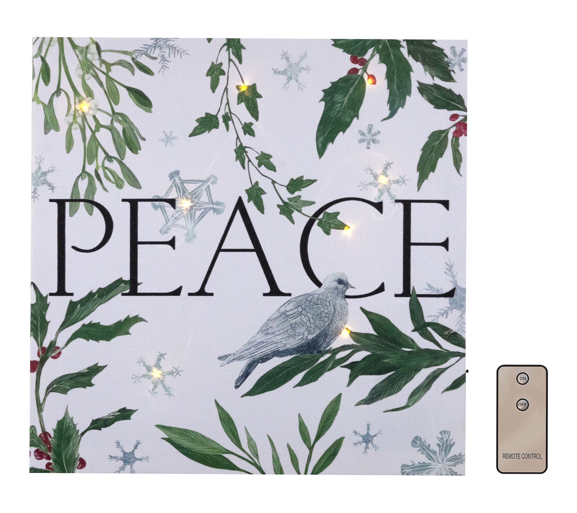 LumaBase Battery-Operated Lighted Wall Art - Peace