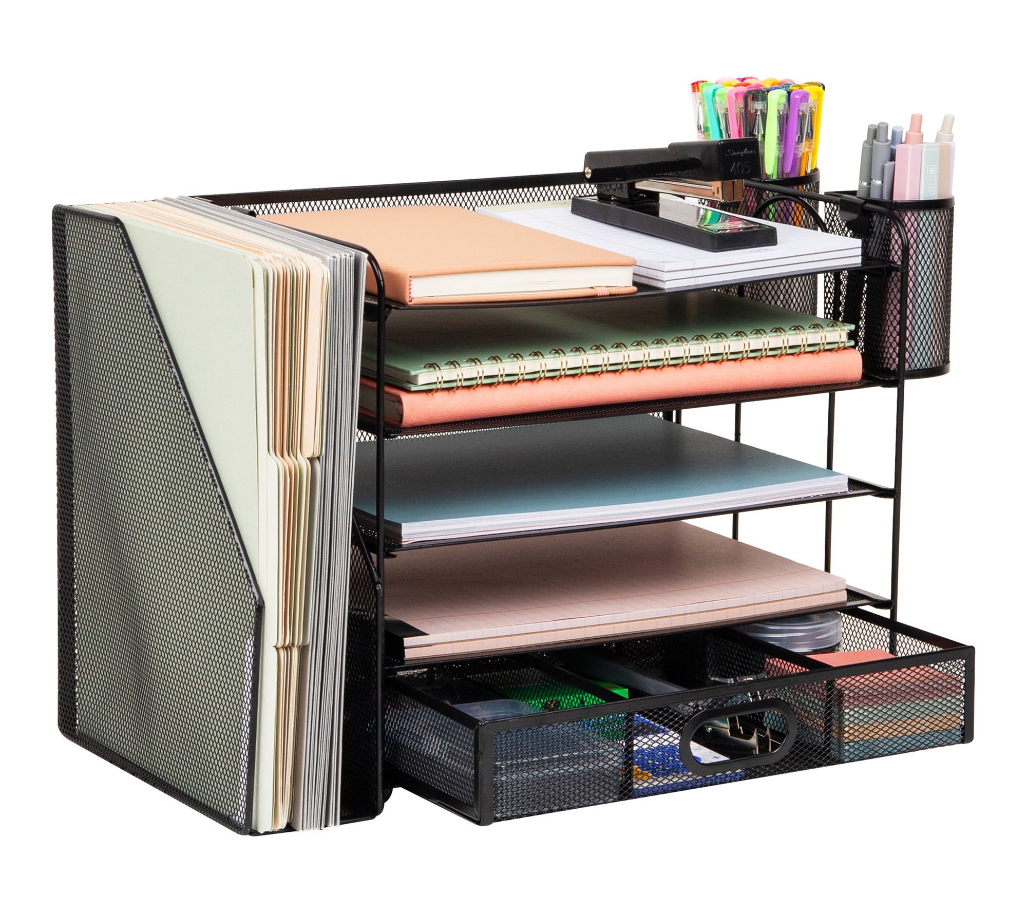 Mind Reader Mesh Office Desktop Organizer, Black