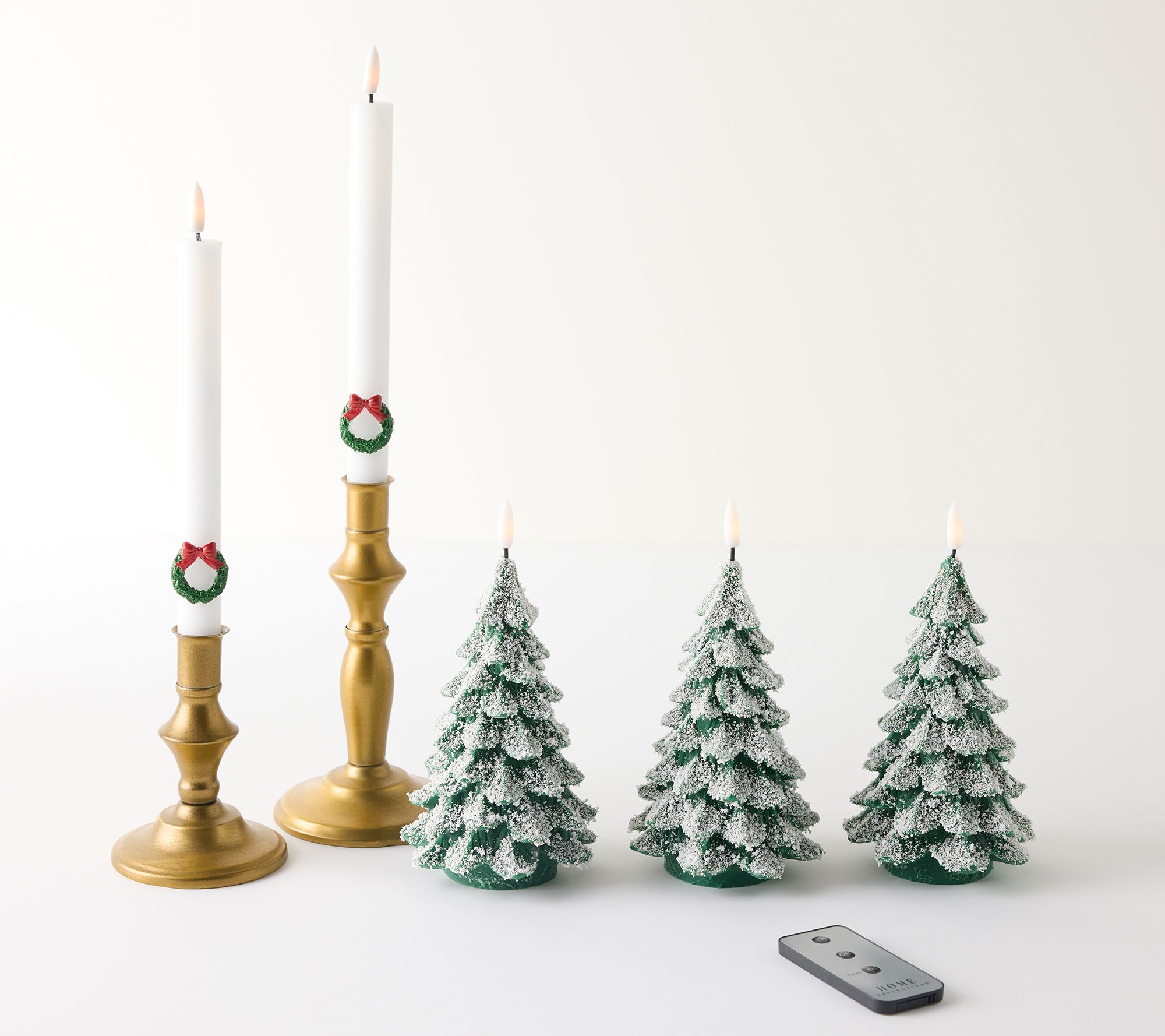 Home Reflections S/5 Figural & Taper Flameless Candles