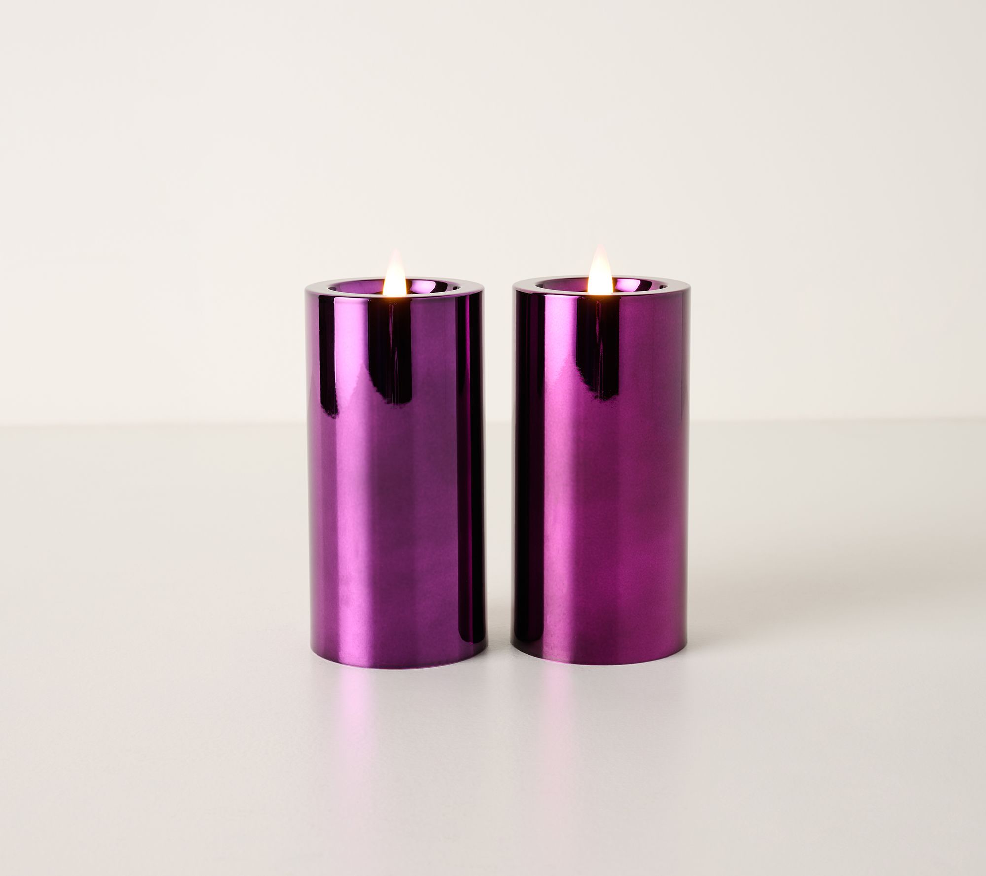 Set of (2) 3x6 Candle Light High Shine Candles by Valerie