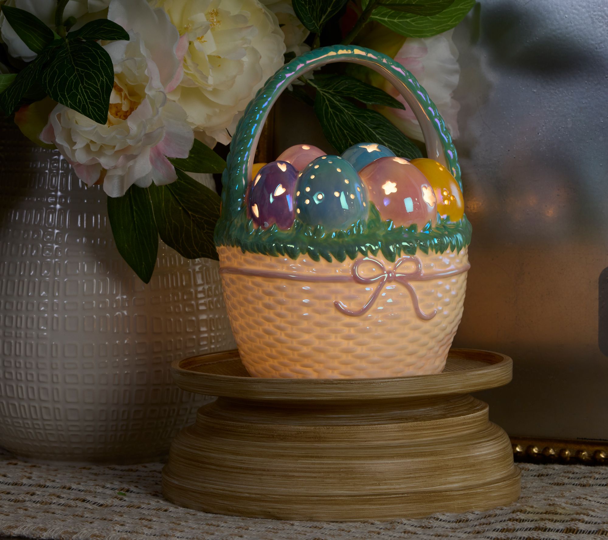 "As Is" Illuminated Porcelain Easter Egg Basket Valerie