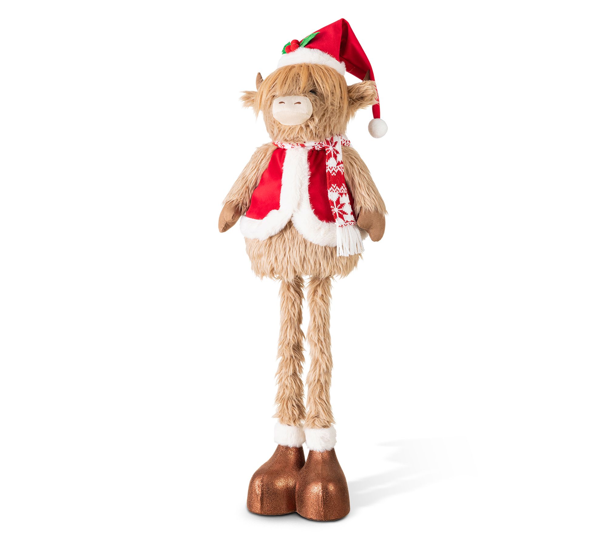 Glitzhome Telescoped Christmas Highland Cow Standing Decor