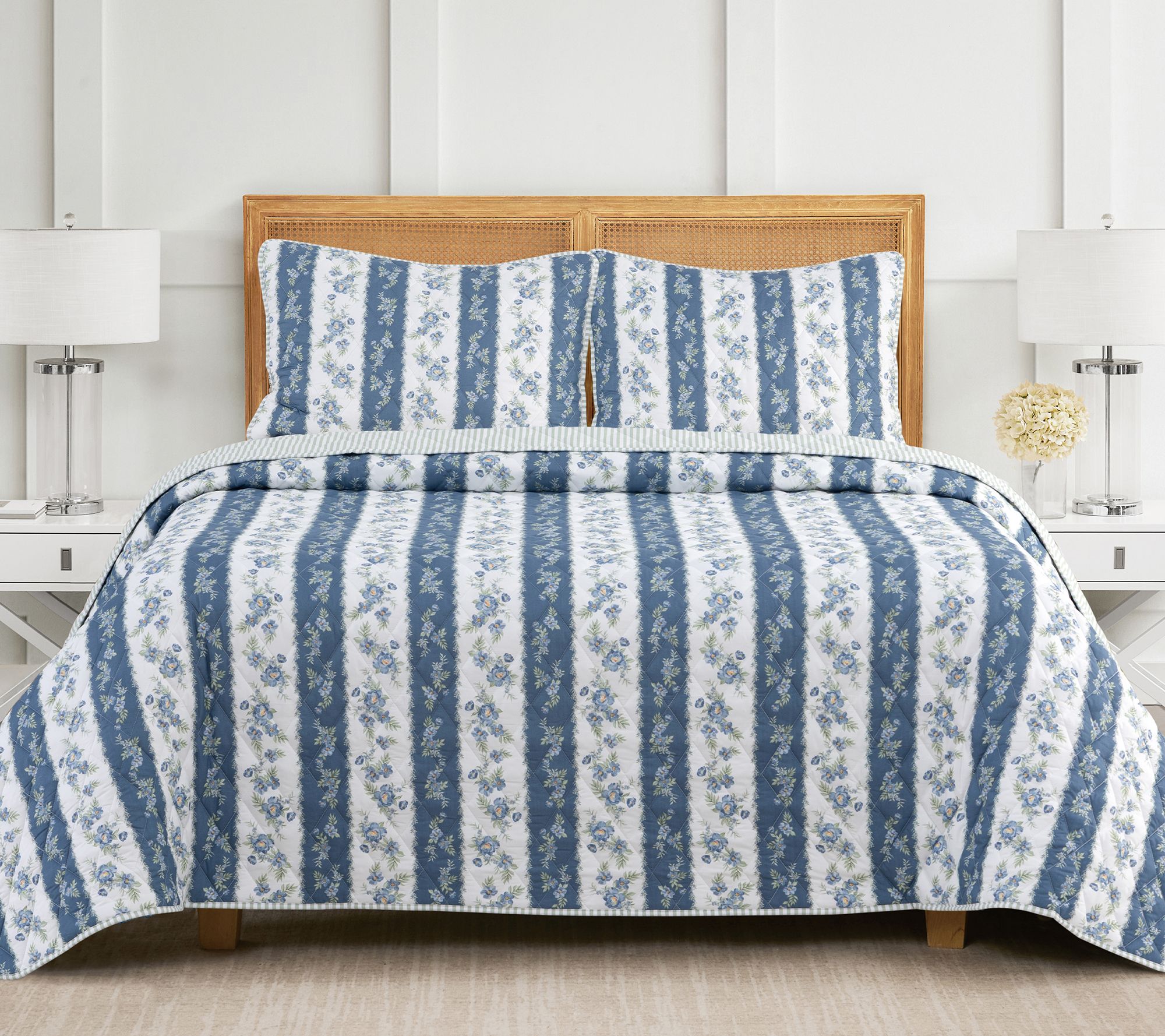 Draper James Reversible Wallpaper Stripe 3pc Quilt Set- King