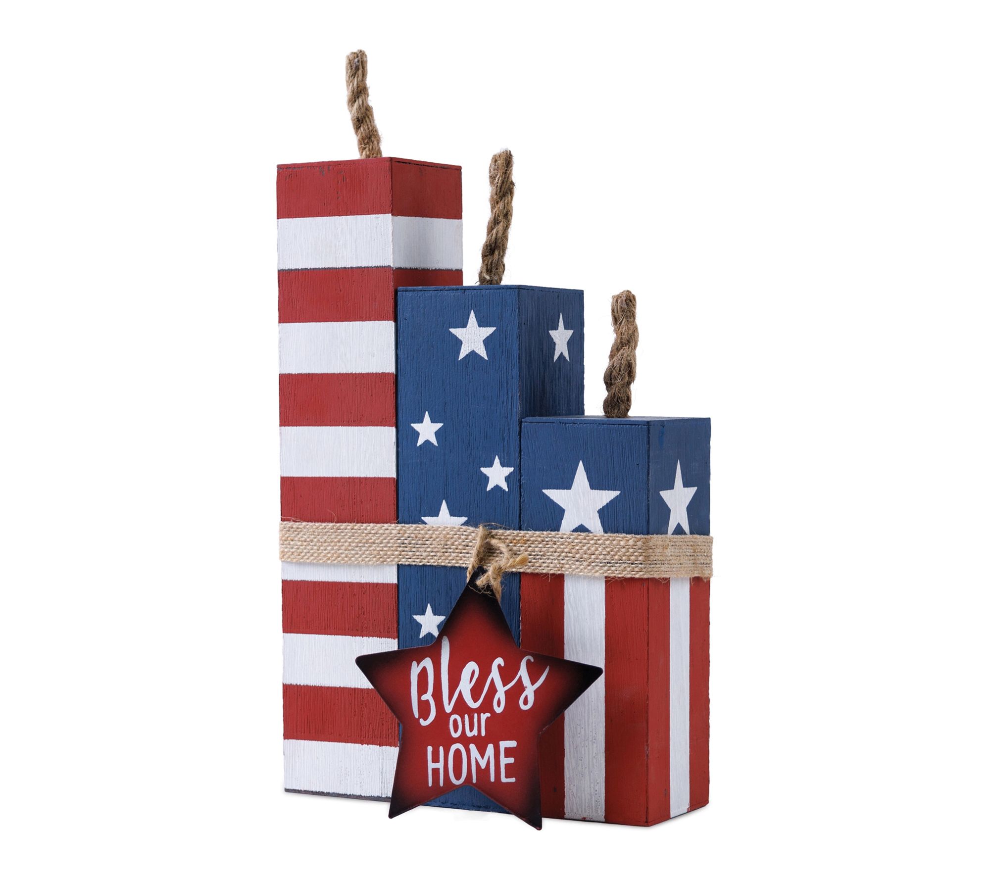 HomeRoots 14" Red White Blue Bless Our Home Sign