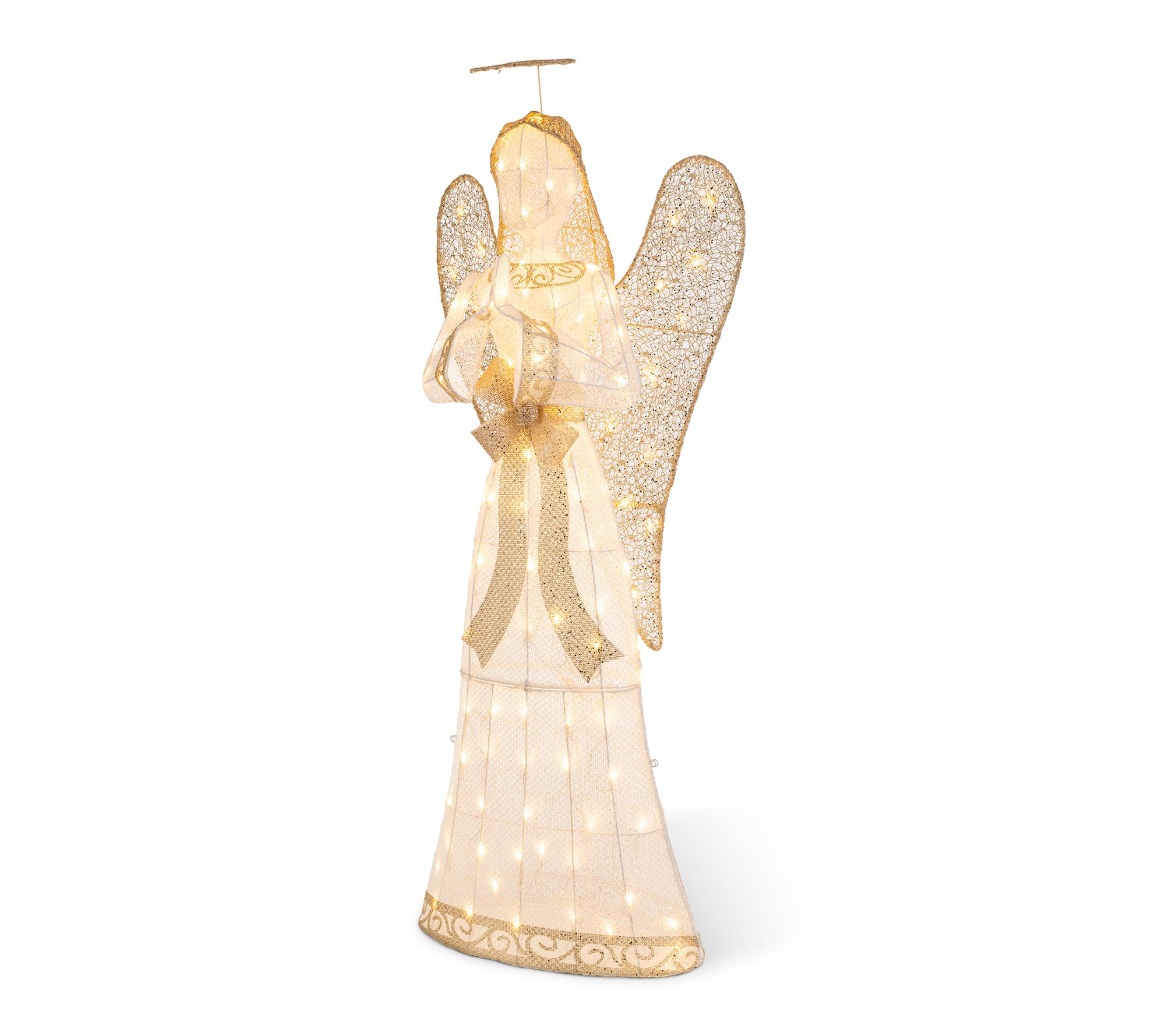 Glitzhome 63"H Christmas 3D Glittered Fabric Angel