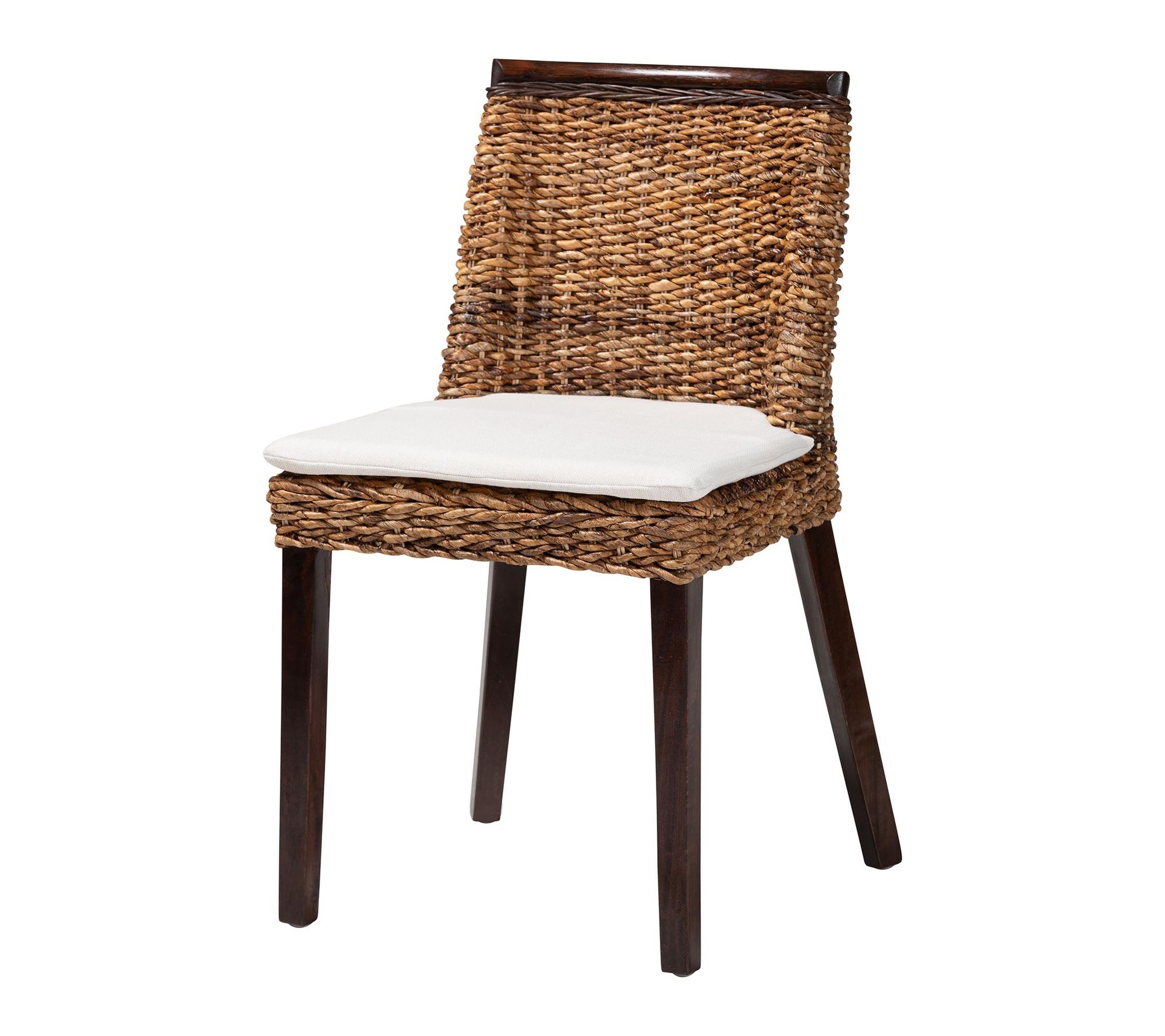 bali & pari Abbas Seagrass and Dark Brown Wood Dining Chair