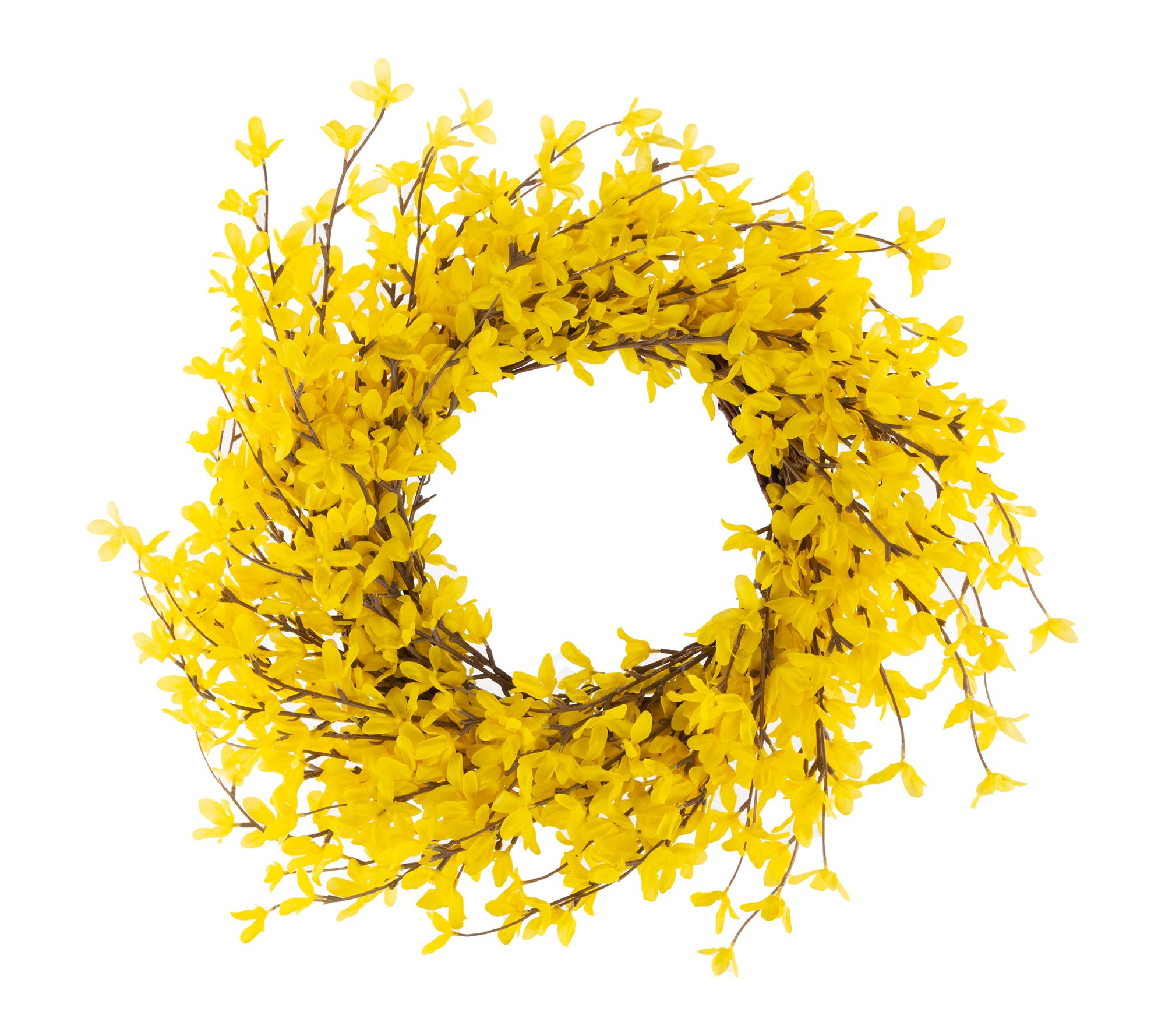 Pure Garden 24" Yellow Forsythia Artificial Wreath