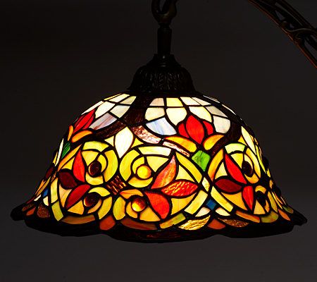 J.J. Peng Stained Glass Bridge Arm 60-inch Floor Lamp - QVC.com