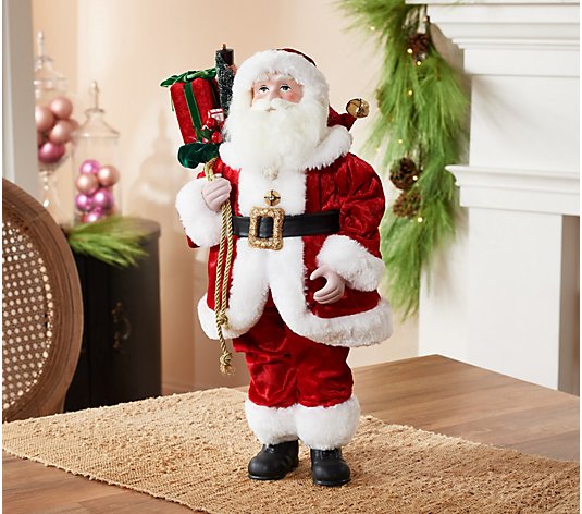18" Decorative White Santa with Gifts by Valerie