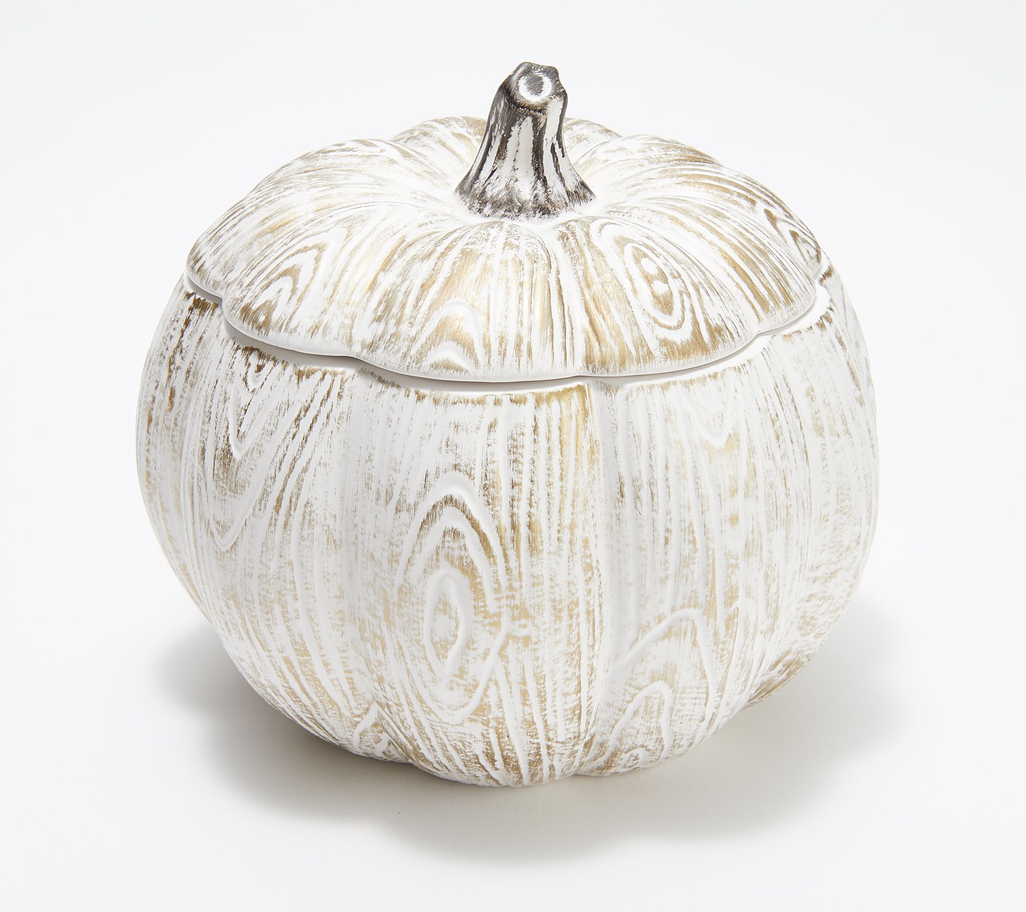 HomeWorx by Harry Slatkin White Filled Pumpkin with Pedestal