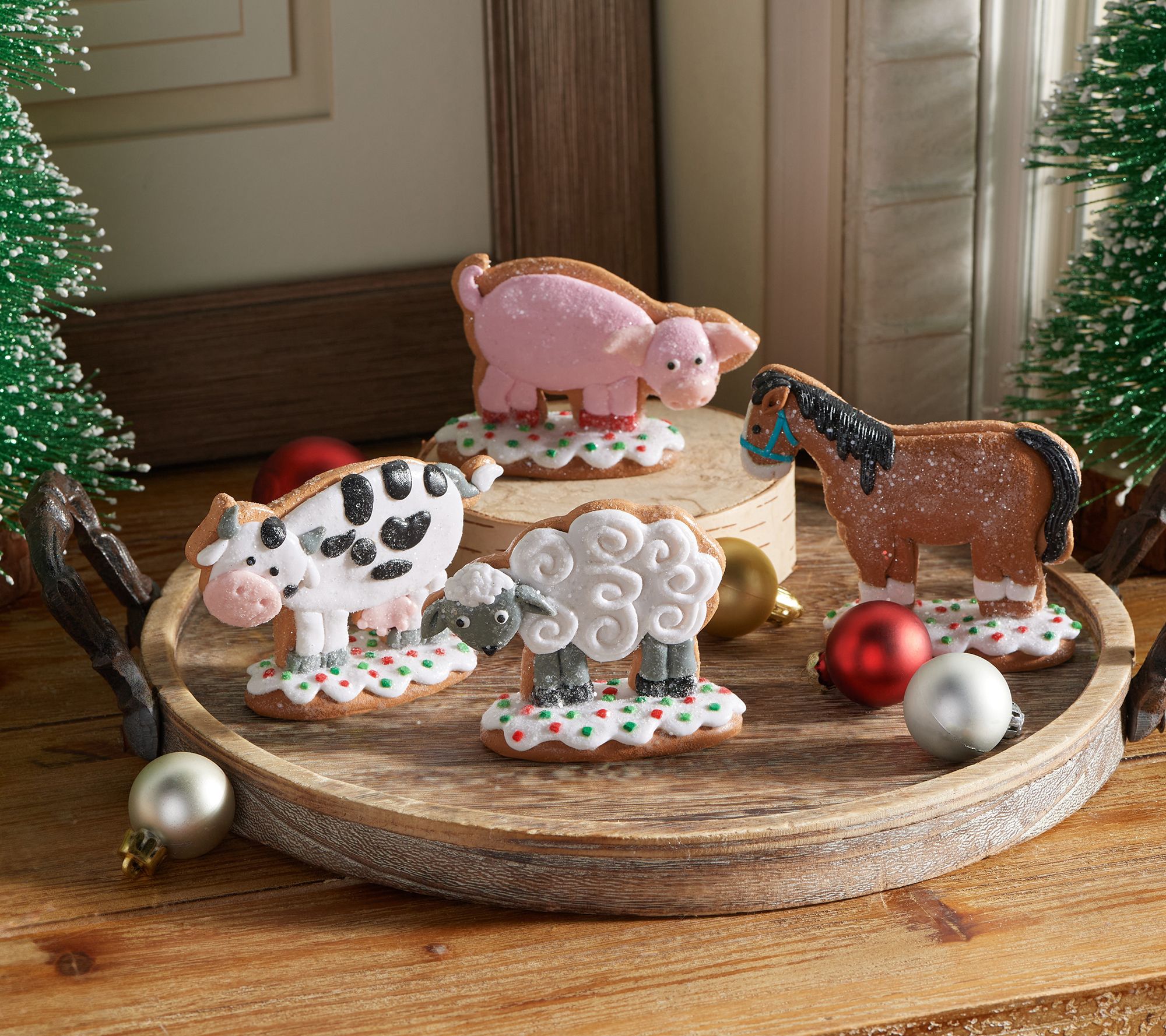 Set of 4 Gingerbread Animal Figures by Valerie - QVC.com