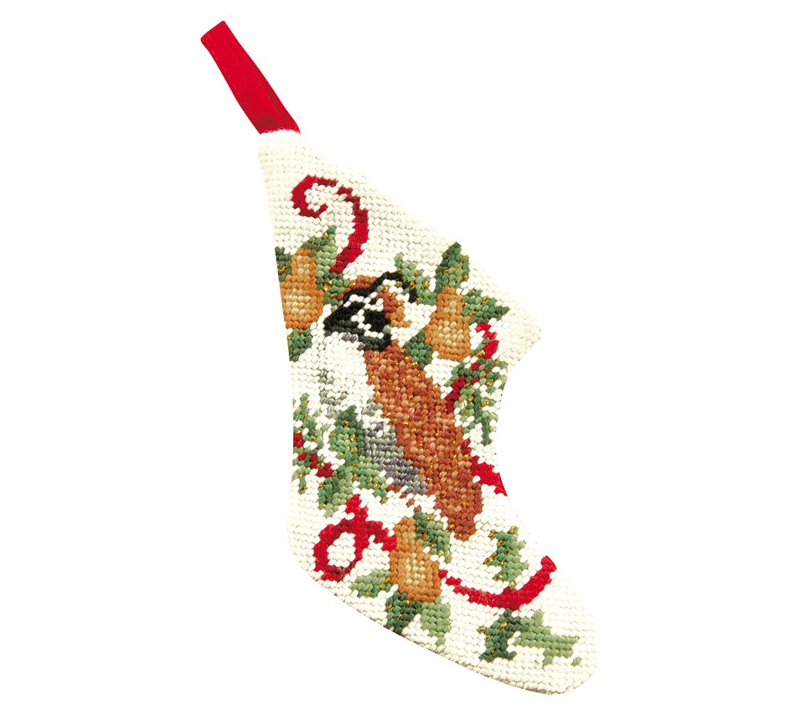 C&F Home Partridge In Pear Petit Point Mini Stocking
