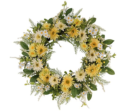 Puleo 30" Chrysanthemum/Daisy  Floral Spring Wreath