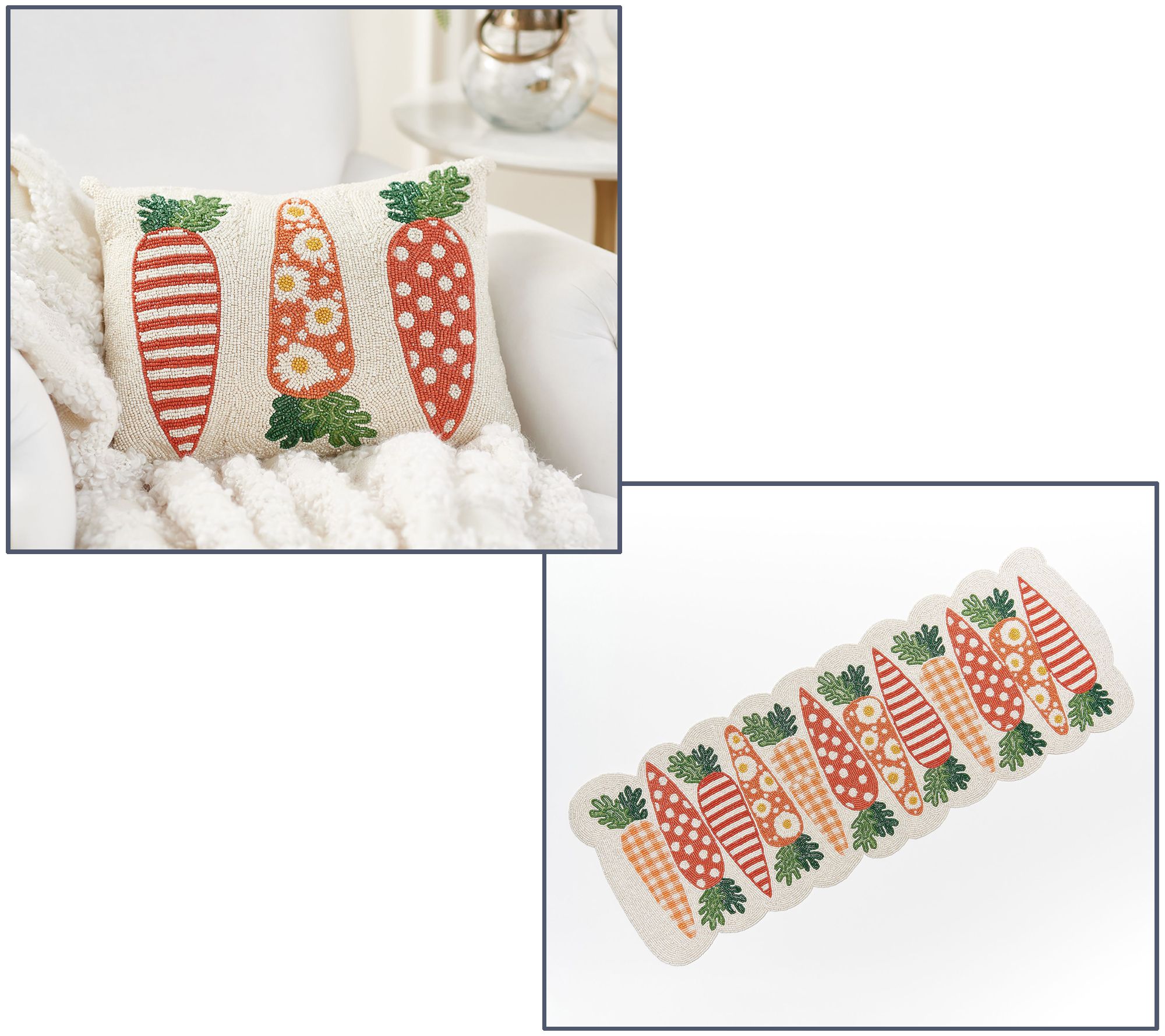 HomeReflections Beaded Spring Dec Pillow or Table Runner