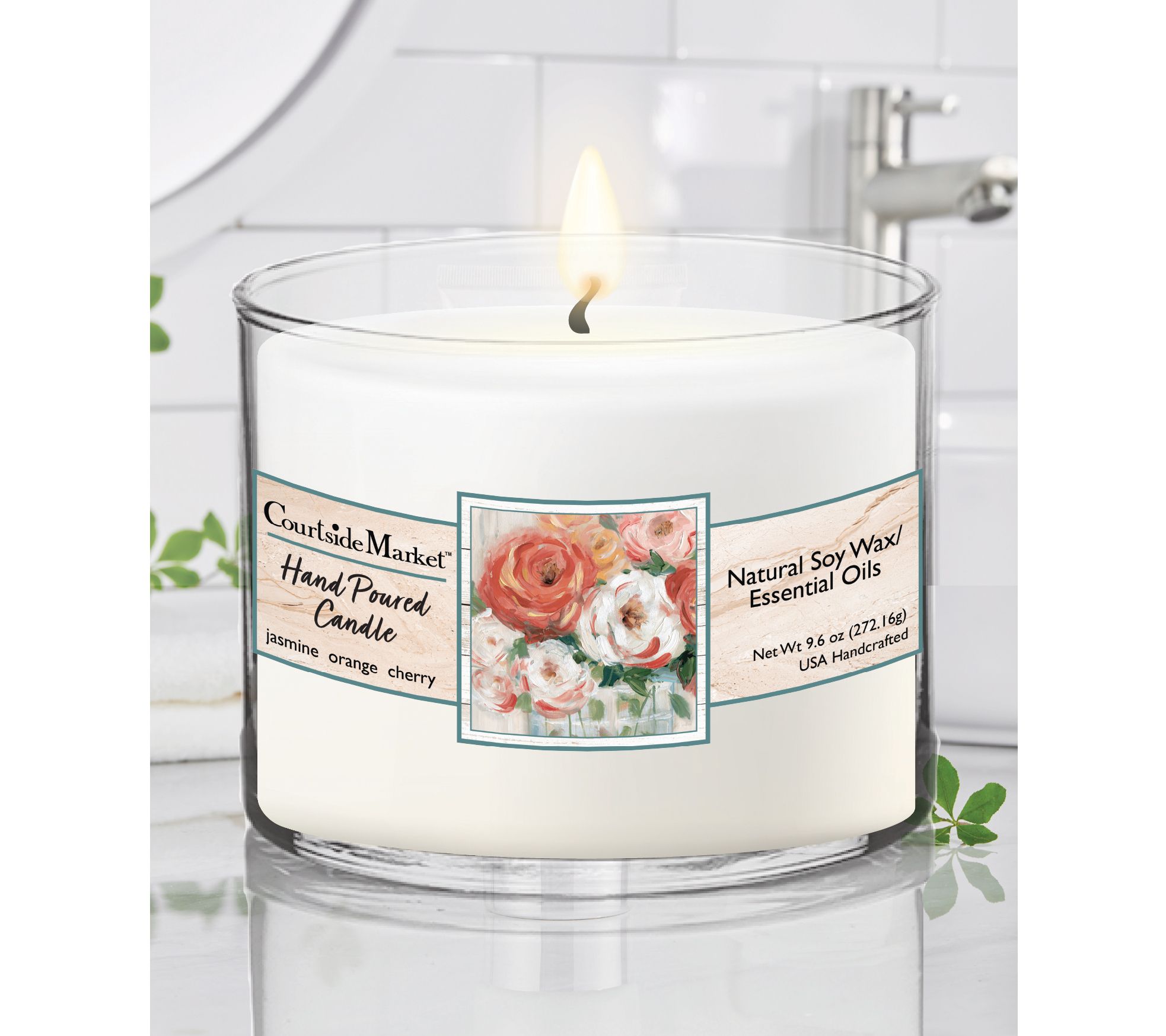 Courtside Market Naive Bouquet I Circular Candle Glass 9.6 oz.
