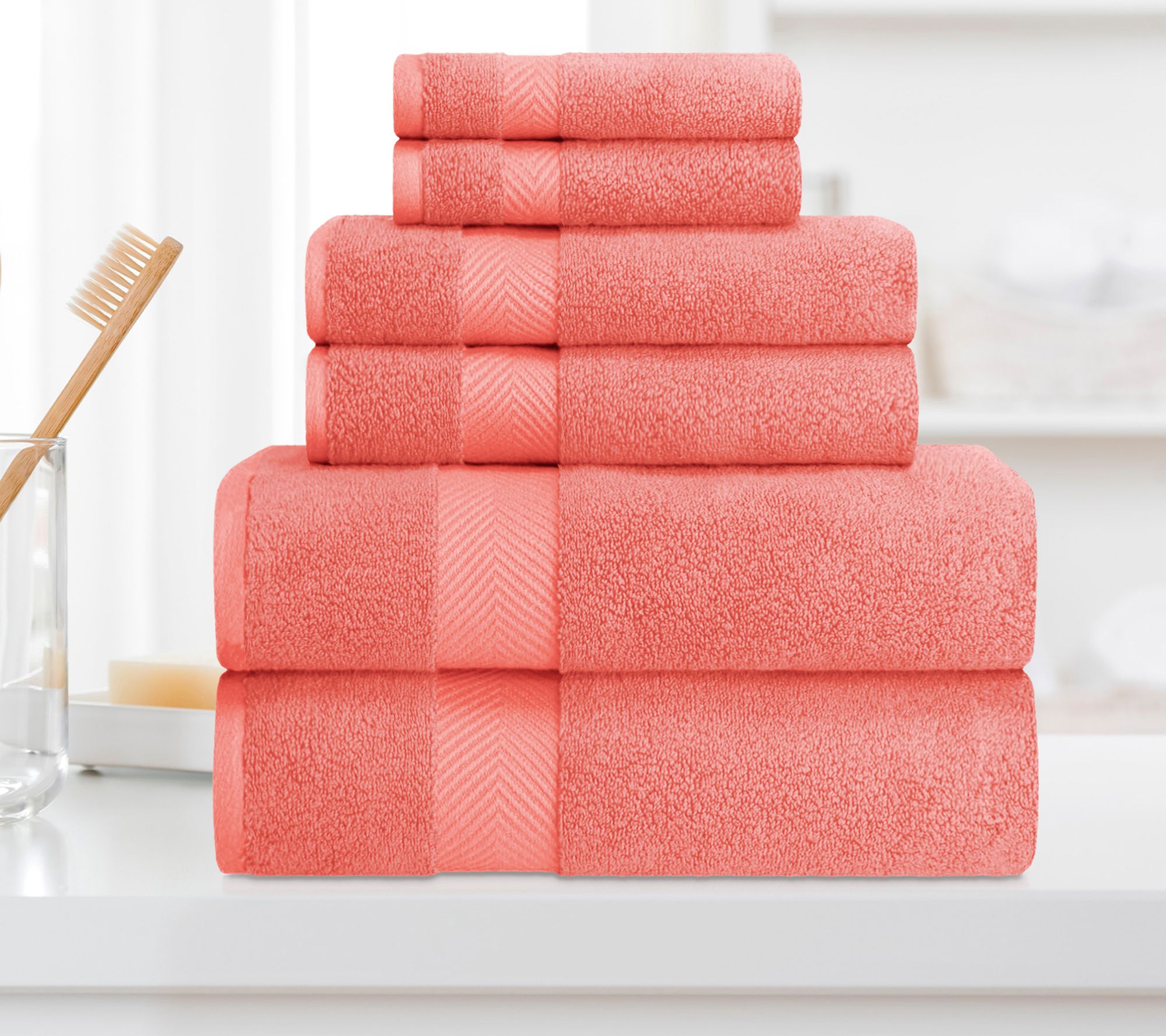 Superior Cotton 6-Piece Solid Zero-Twist Absorbent Towel Set