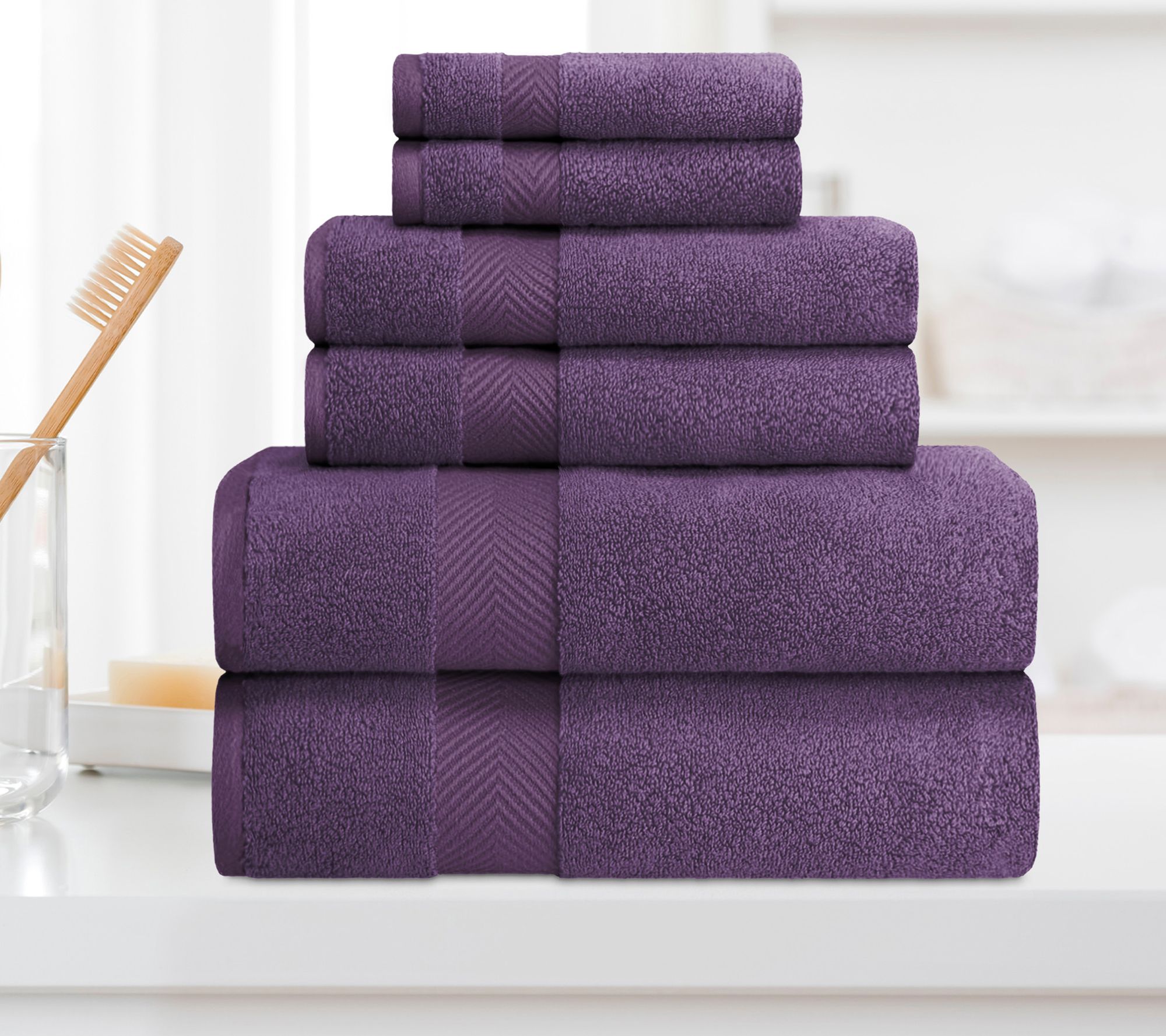 Superior Cotton 6-Piece Solid Zero-Twist Absorbent Towel Set