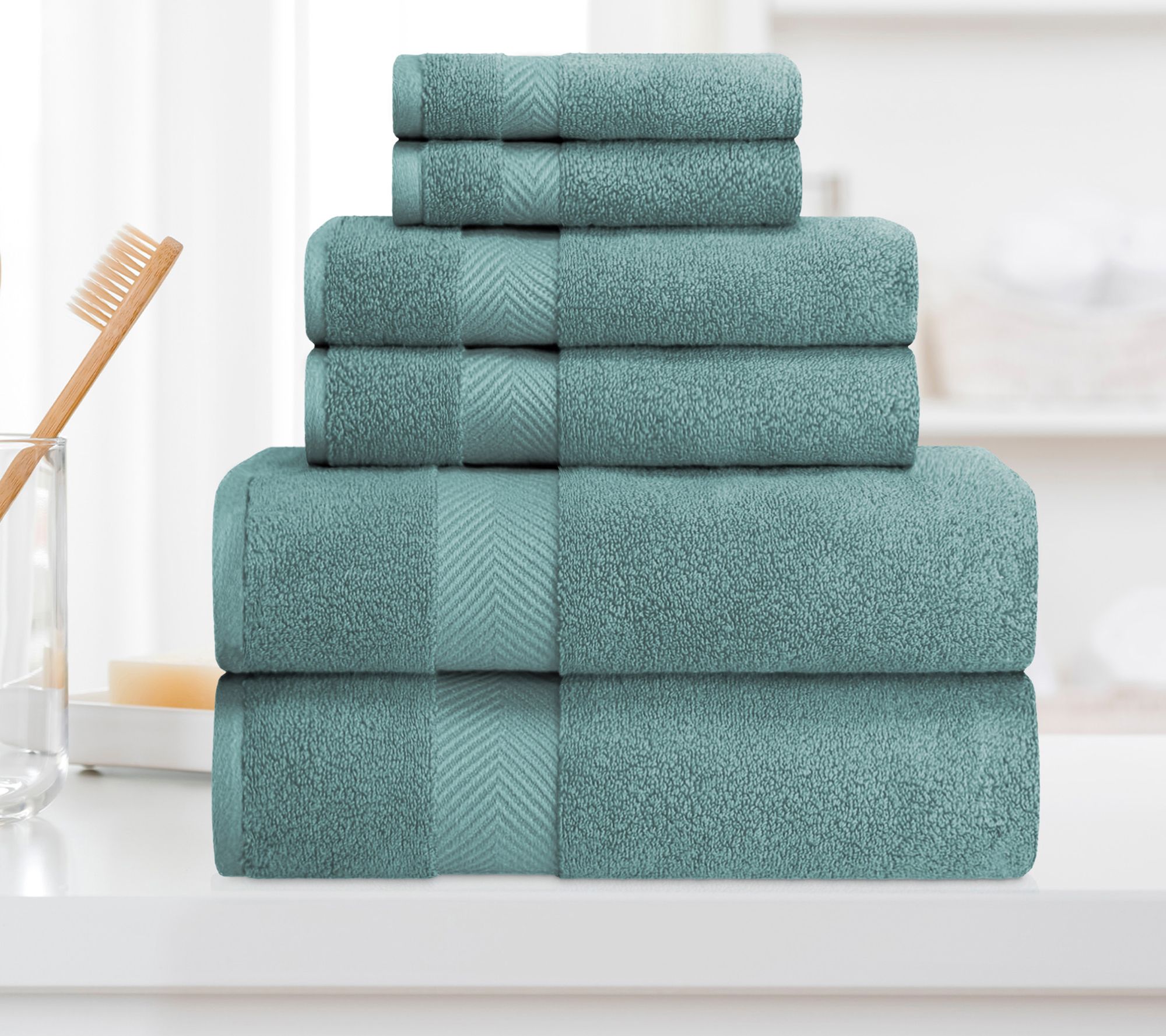 Superior Cotton 6-Piece Solid Zero-Twist Absorbent Towel Set