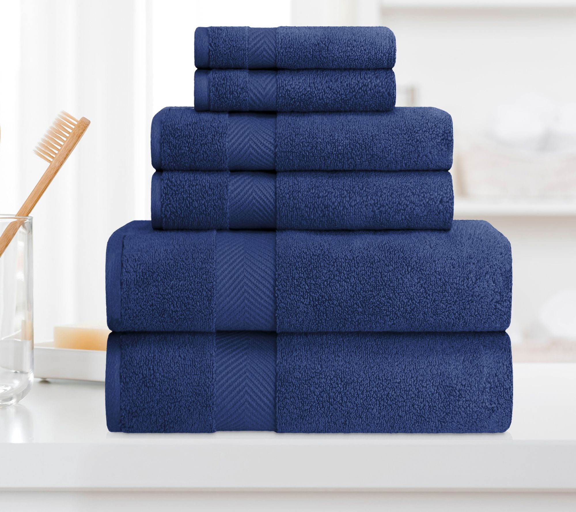Superior Cotton 6-Piece Solid Zero-Twist Absorbent Towel Set